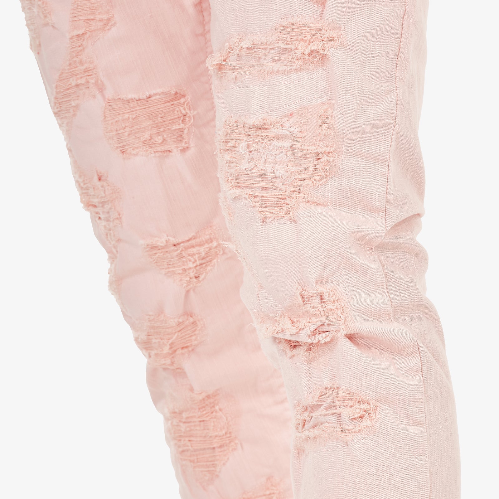 SALMON PINK PANTS WITH RIPS & PERMANENT WRINKLES