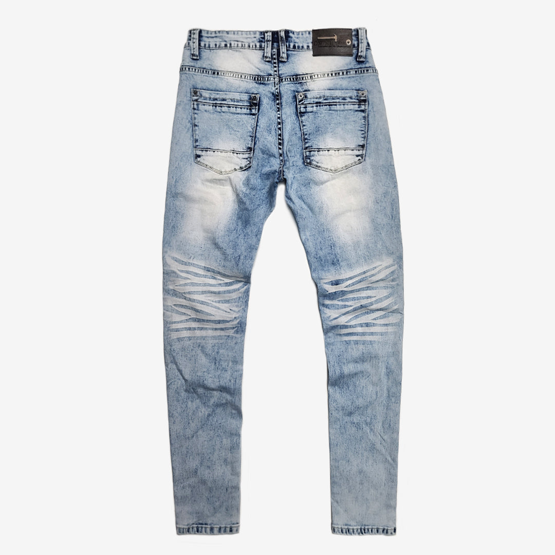 LIGHT SAND BLUE JEANS W/ FLANNEL PATCHWORK - Copper Rivet