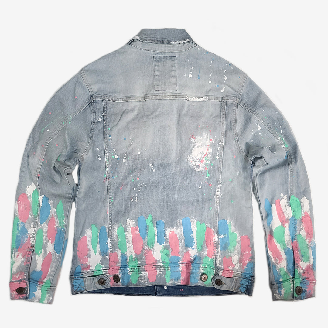 LIGHT BLUE DENIM JACKET W/ MULTI COLOR DETAIL - Copper Rivet