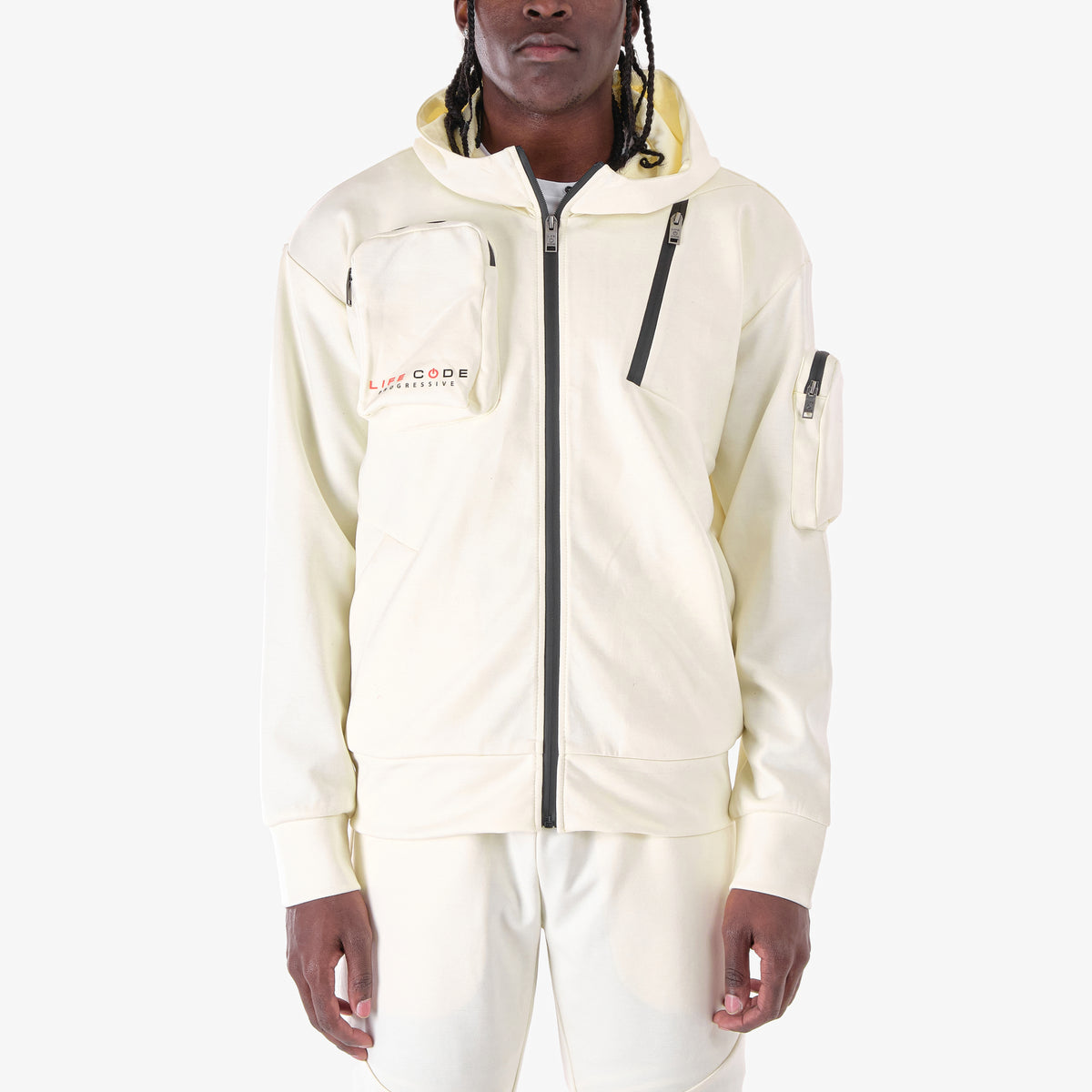 CREAM TECH FLEECE FULL ZIP HOODIE