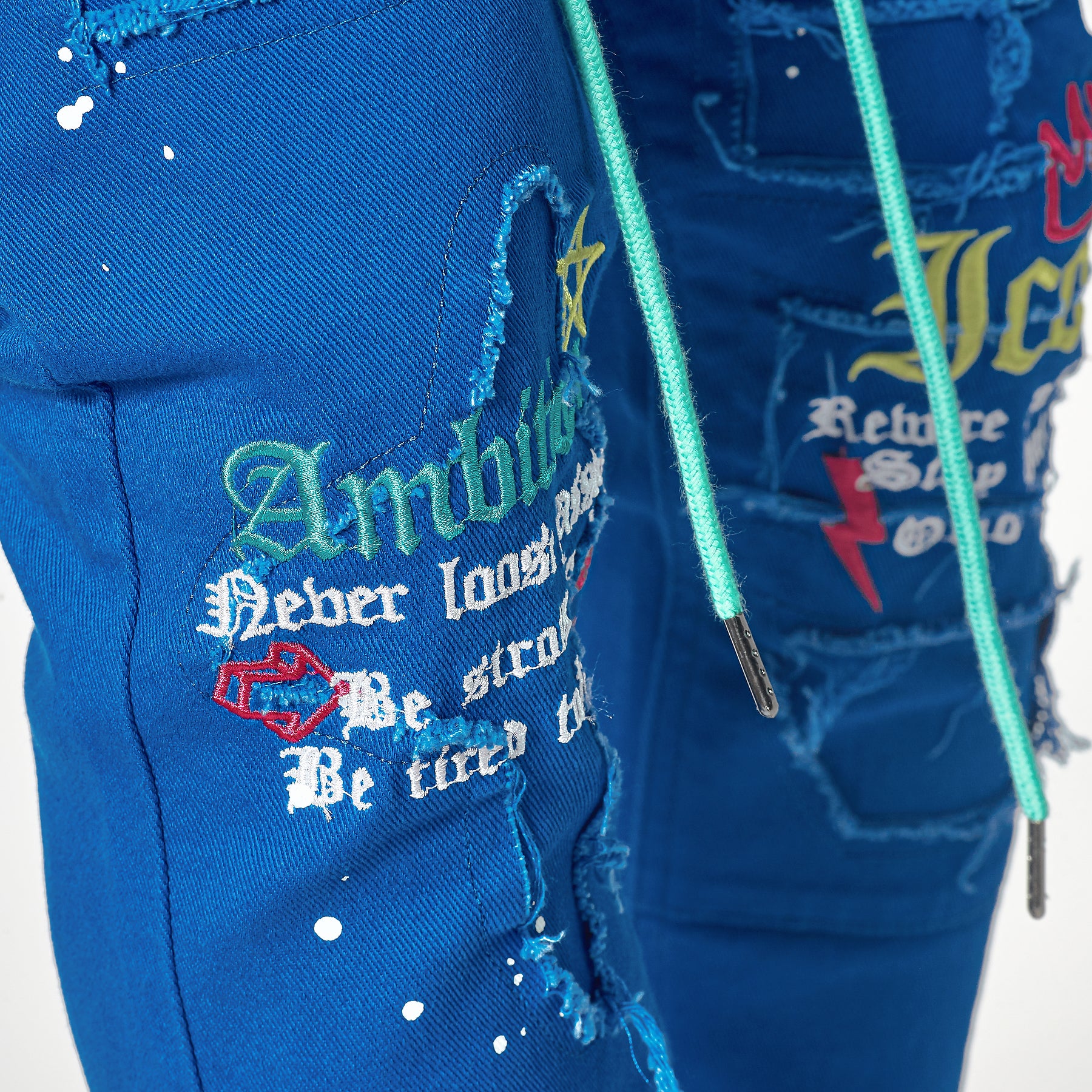 ROYAL BLUE JEANS W/ WAIST STRING & PRINTS - Copper Rivet