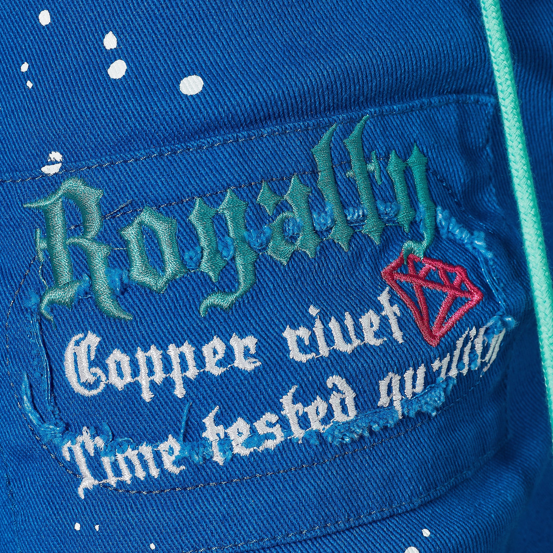 ROYAL BLUE JEANS W/ WAIST STRING & PRINTS - Copper Rivet