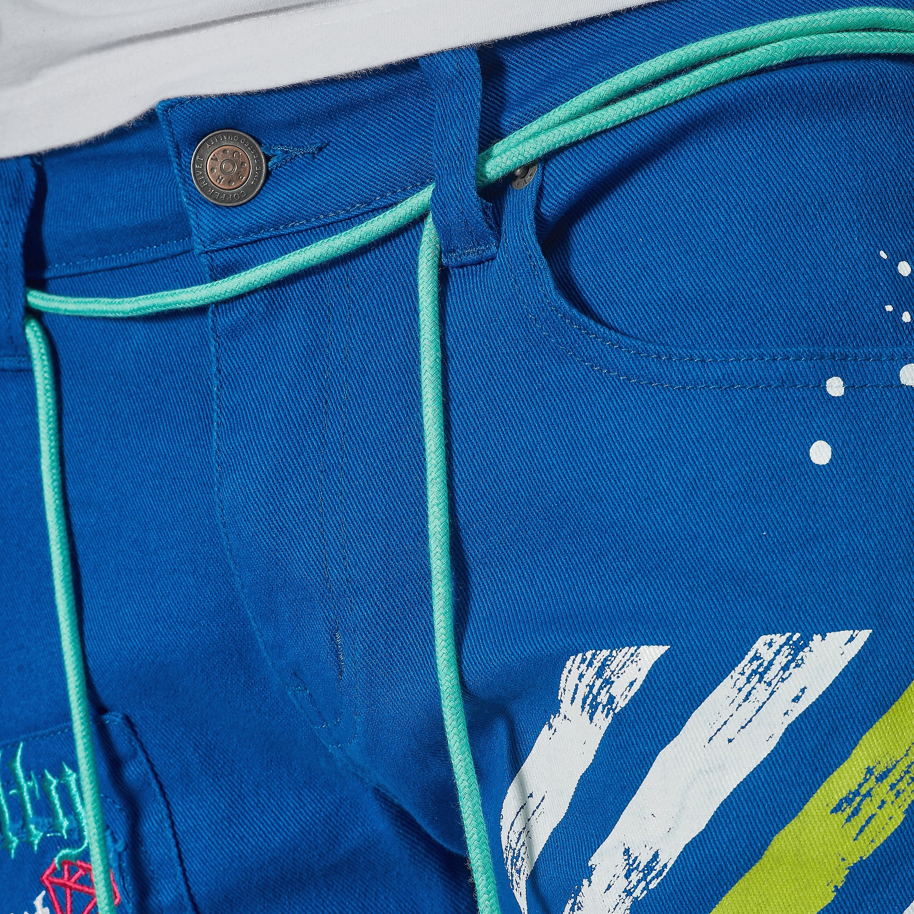 ROYAL BLUE JEANS W/ WAIST STRING & PRINTS - Copper Rivet