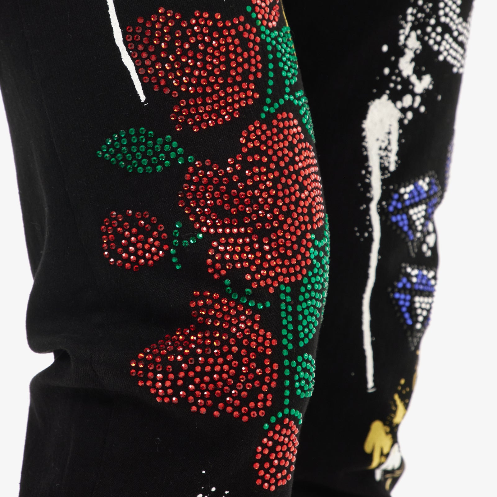 BLACK JEANS W/ STONE & PRINTS