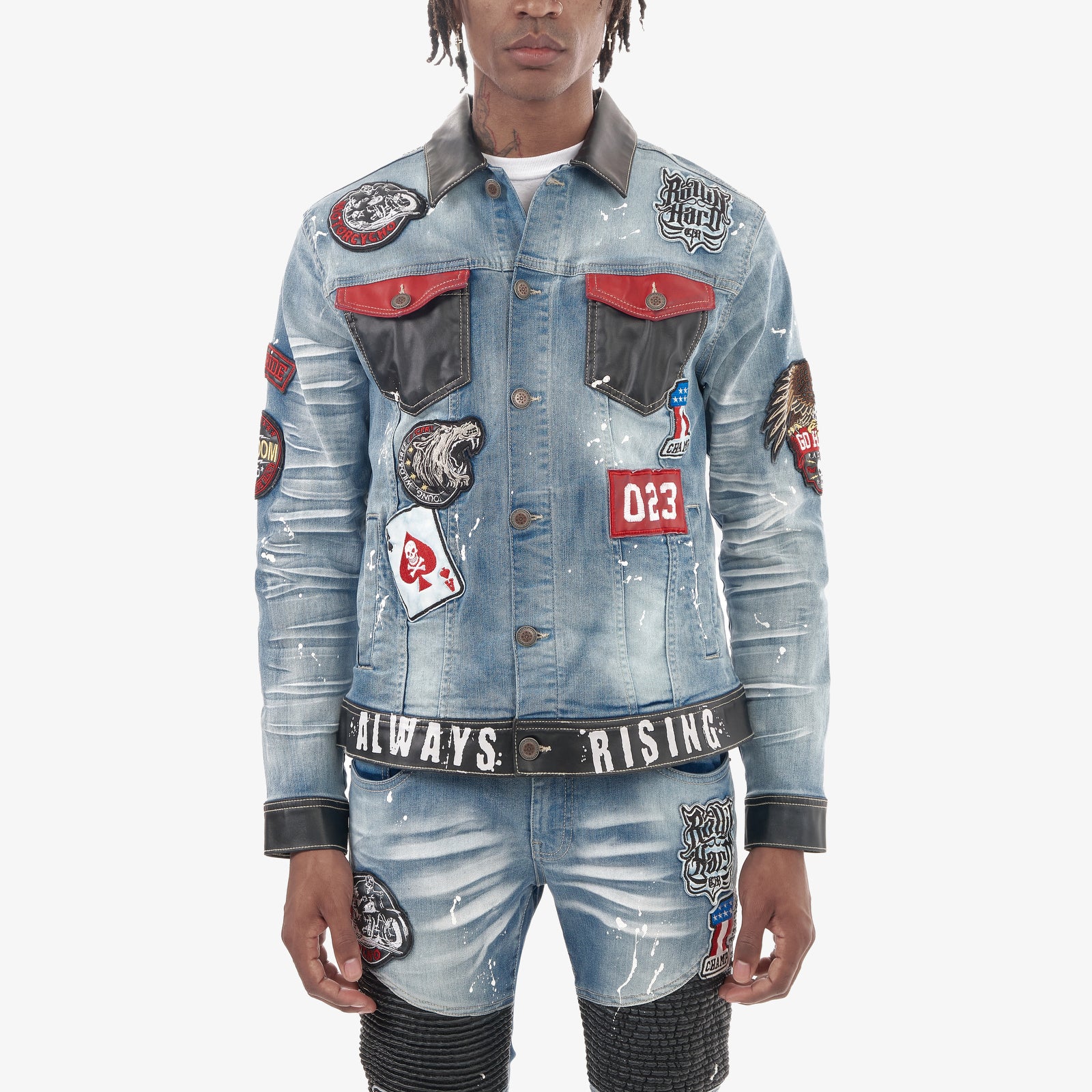 online markat Rivet Studded Denim Jacket