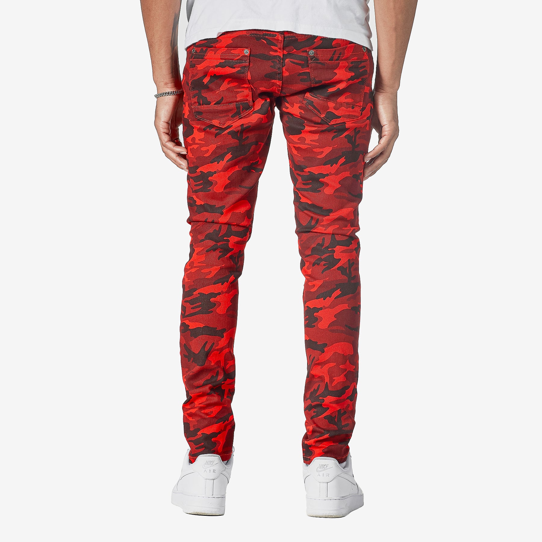 RED CAMO PANTS WITH RIPS - Copper Rivet