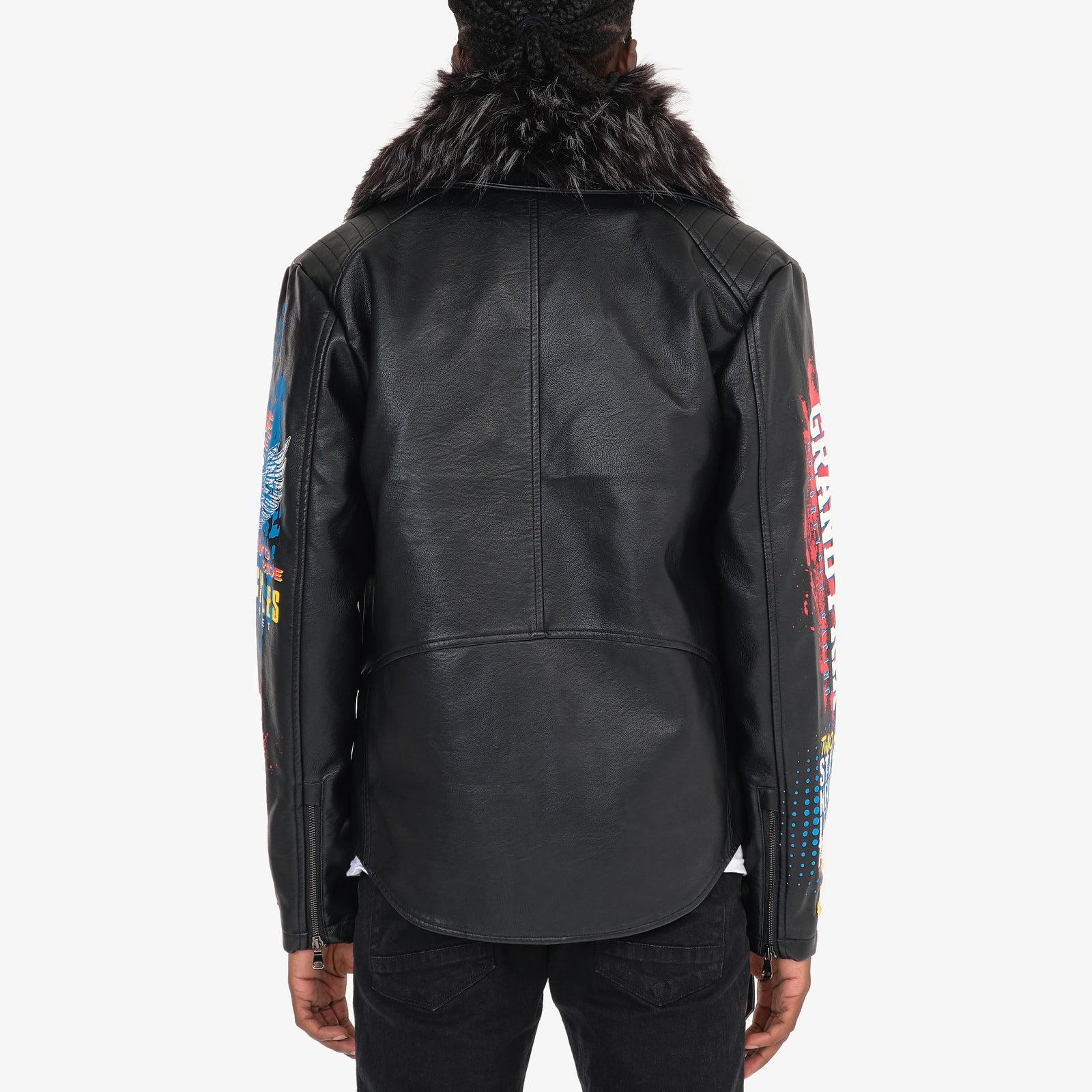 BLACK MOTO LEATHER JACKET W/ DETACHABLE FUR