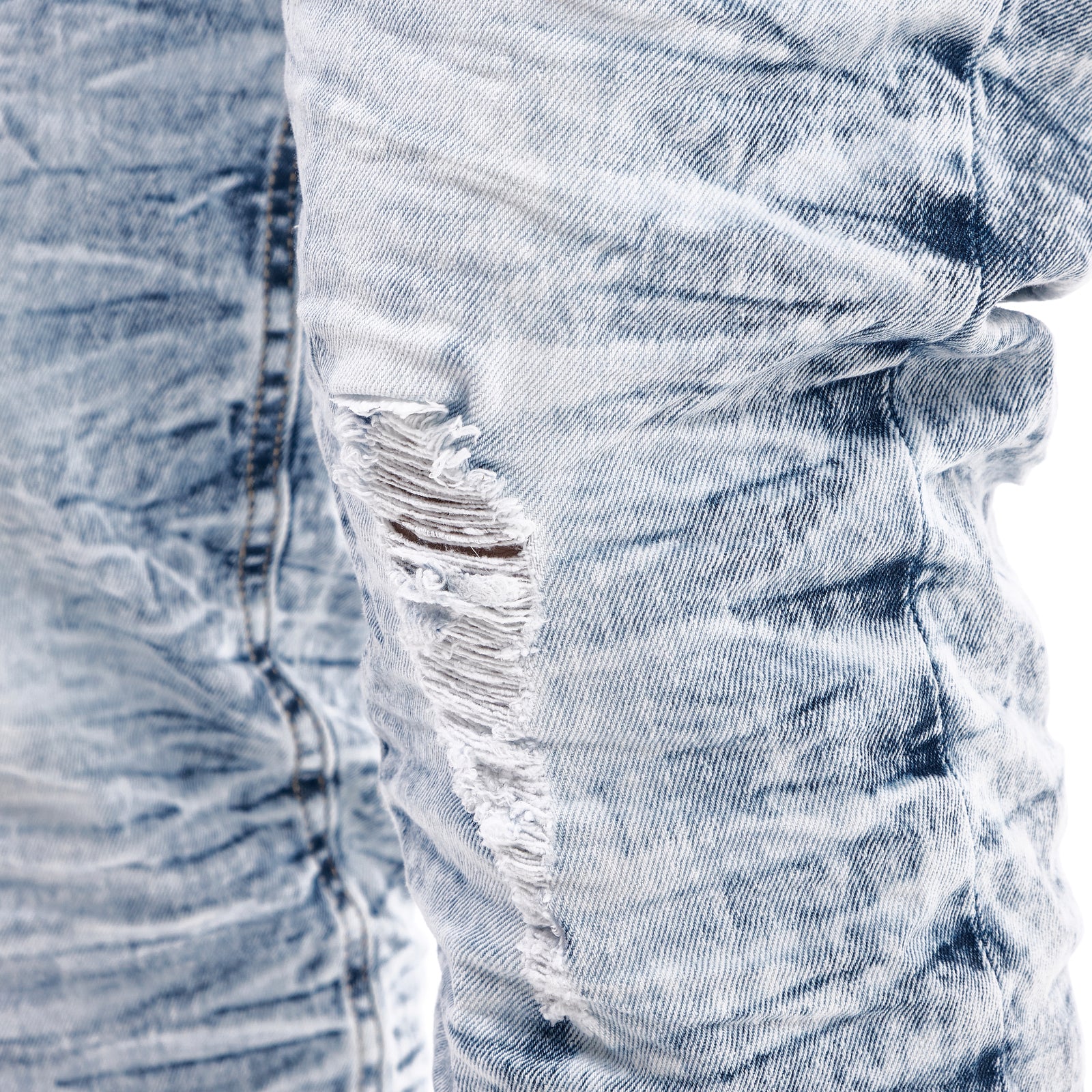ICE BLUE JEANS W/ RIPS & STRETCH