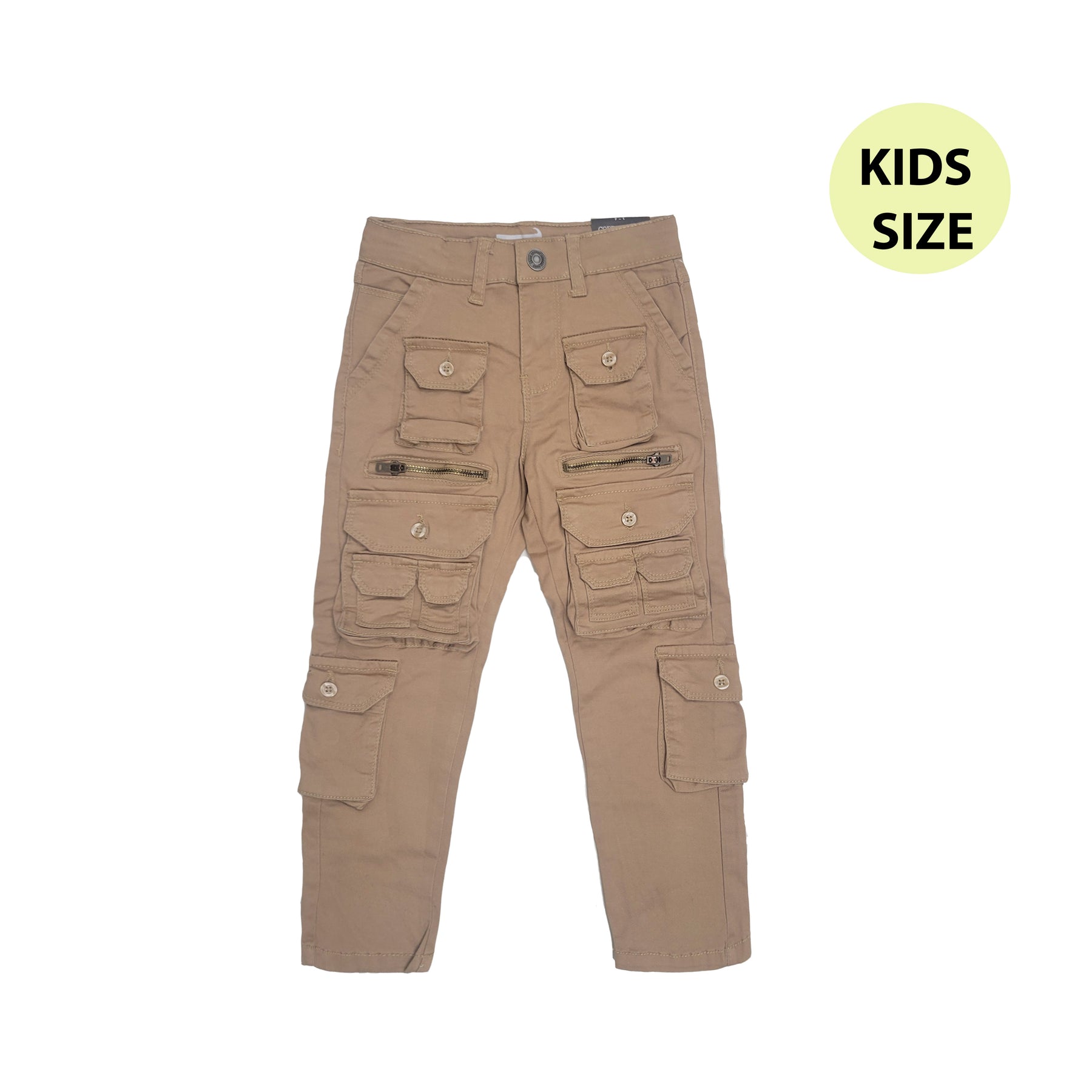 KIDS KHAKI UTILITY CARGO JEANS