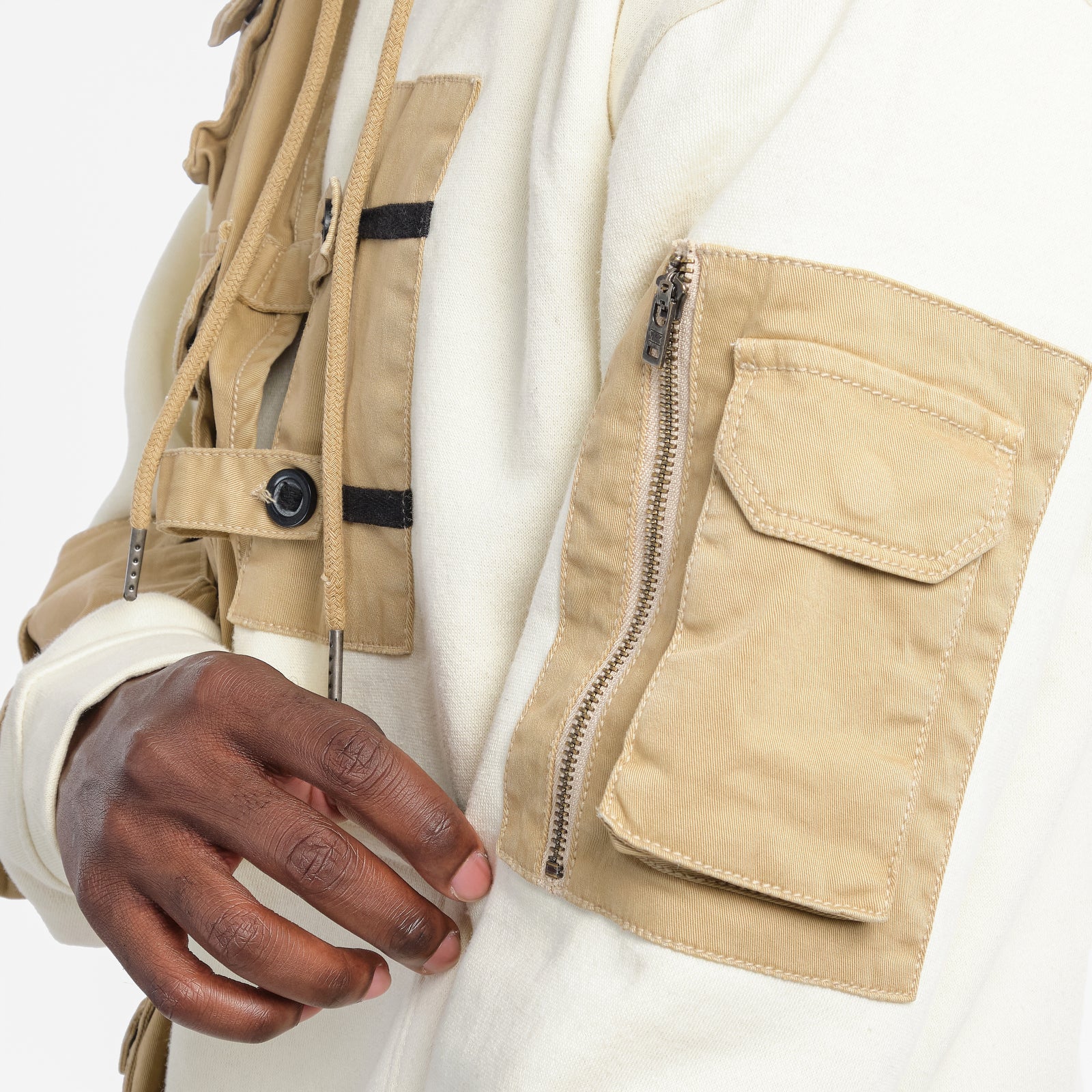 KHAKI RECONSTRUCTED HOODIE