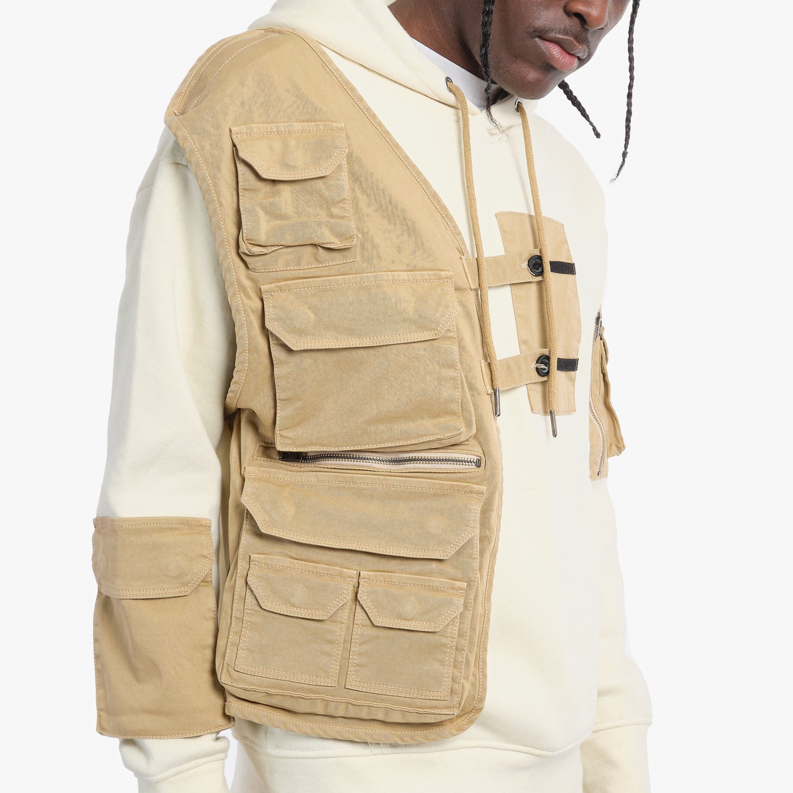 KHAKI RECONSTRUCTED HOODIE