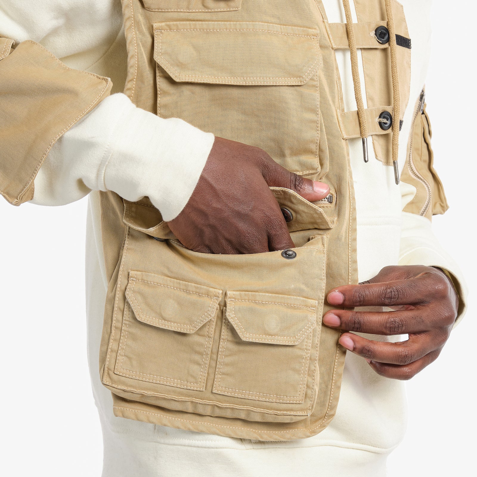 KHAKI RECONSTRUCTED HOODIE