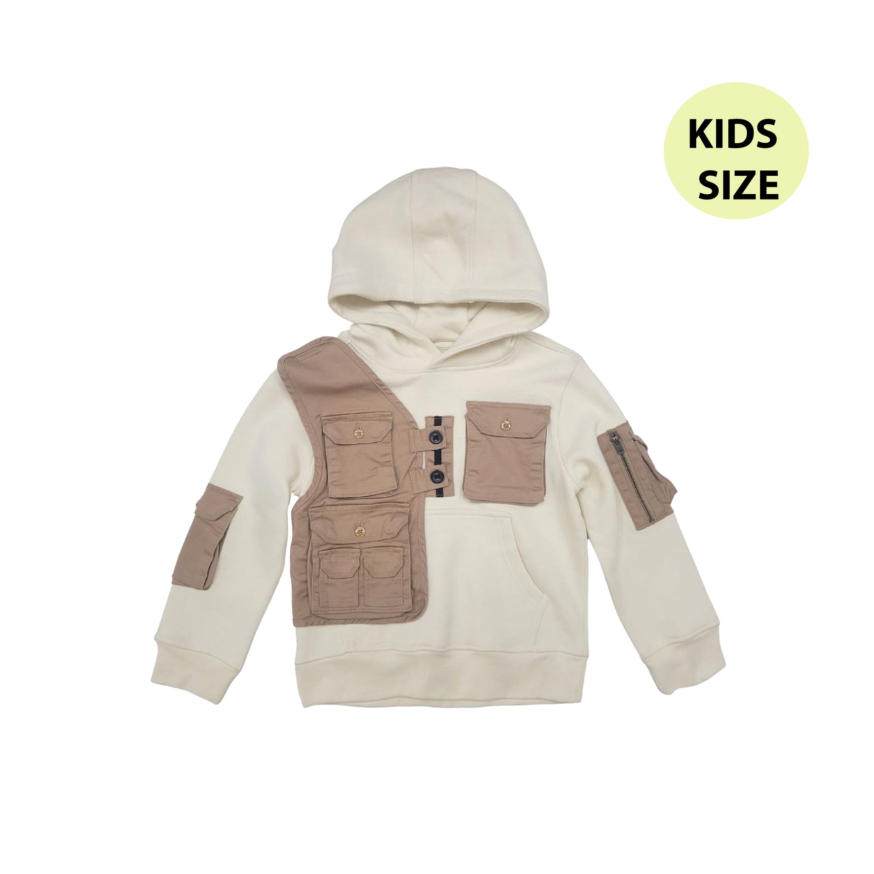 KIDS KHAKI RECONSTRUCTED HOODIE