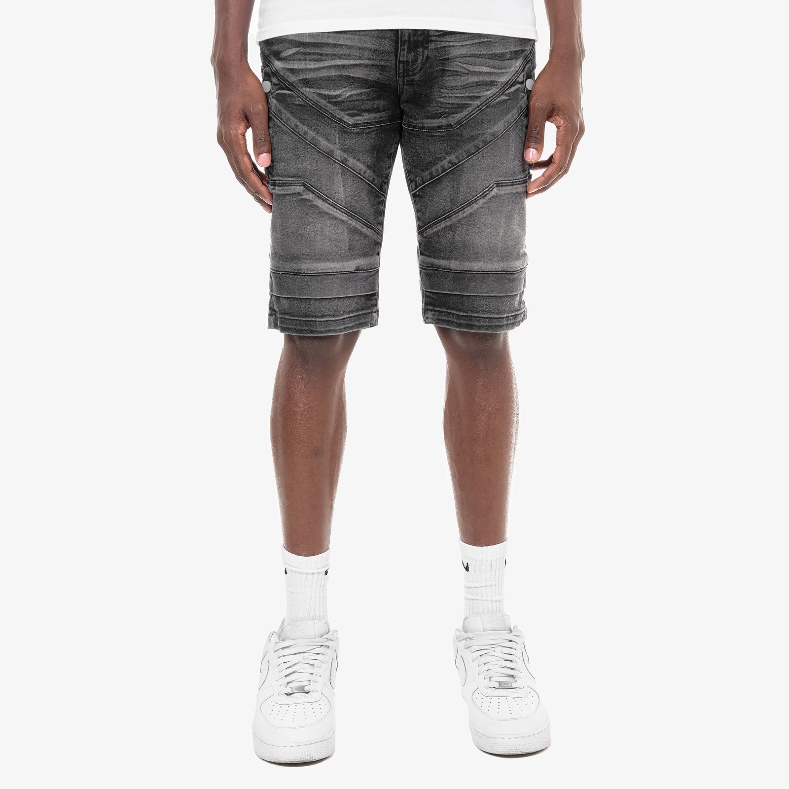 BLACK SAND UTILITY DENIM SHORTS