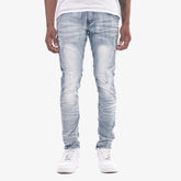 LIGHT SAND BLUE W/ RIPS & STRETCH