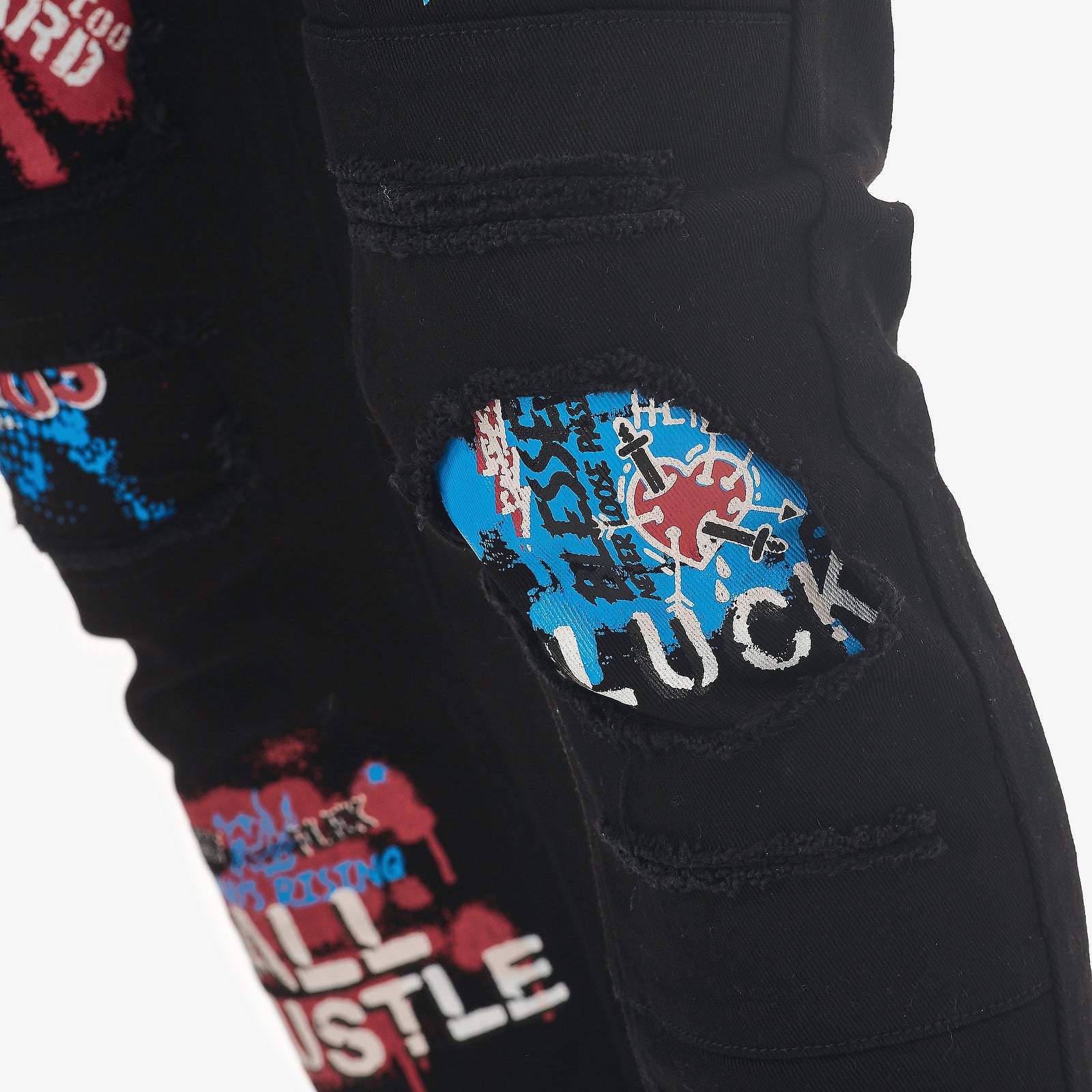 BLACK PANTS W/ GRAFFITI PRINTS