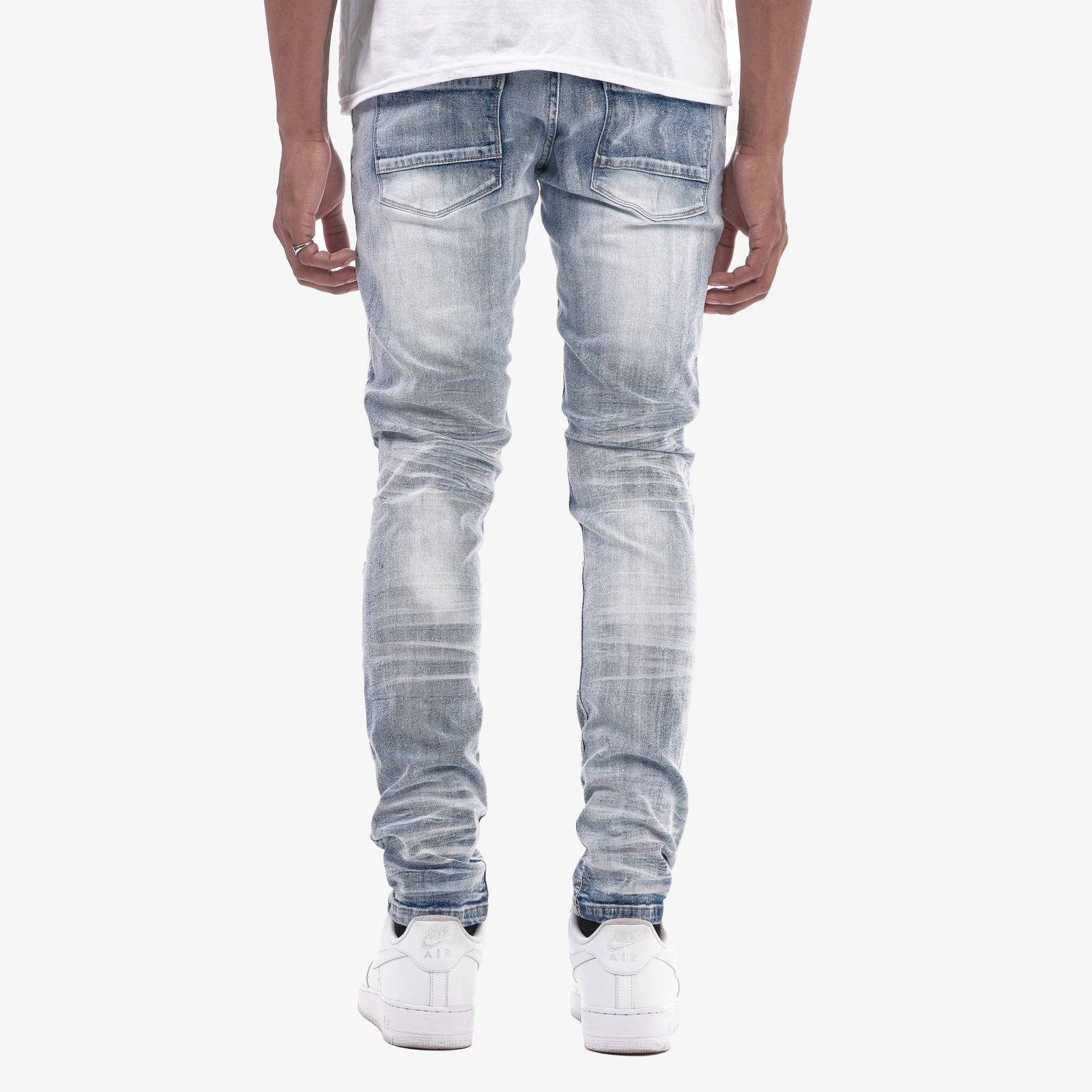 LIGHT SAND BLUE W/ RIPS & STRETCH