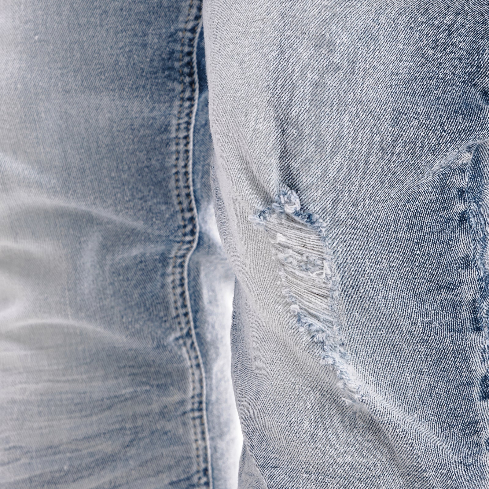LIGHT SAND BLUE W/ RIPS & STRETCH