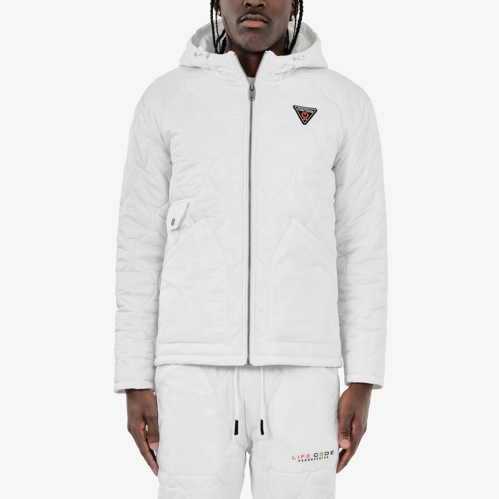 LIFE CODE WHITE QUILTED JACKET