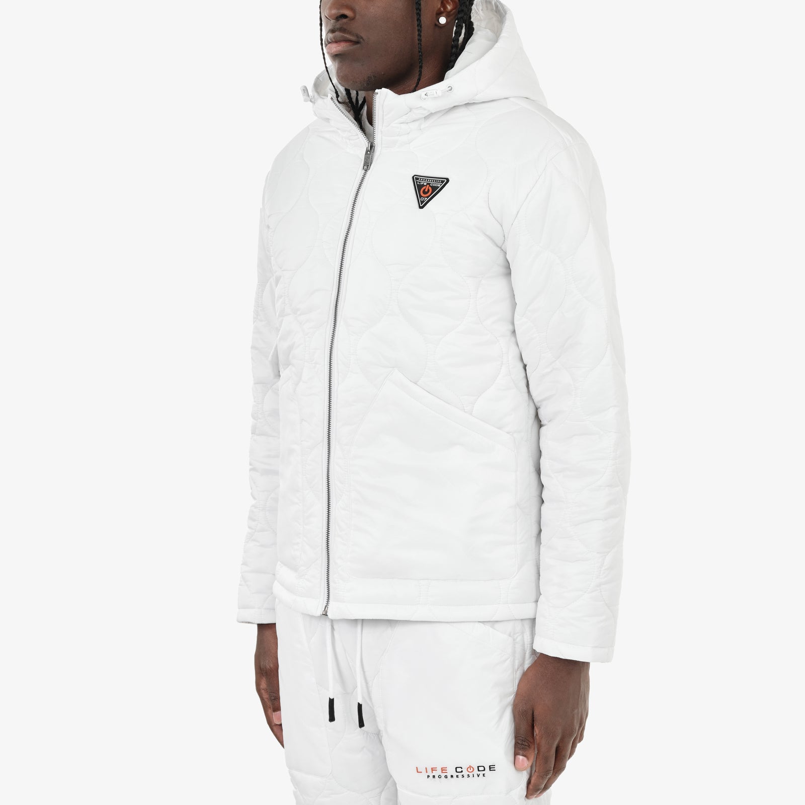 LIFE CODE WHITE QUILTED JACKET