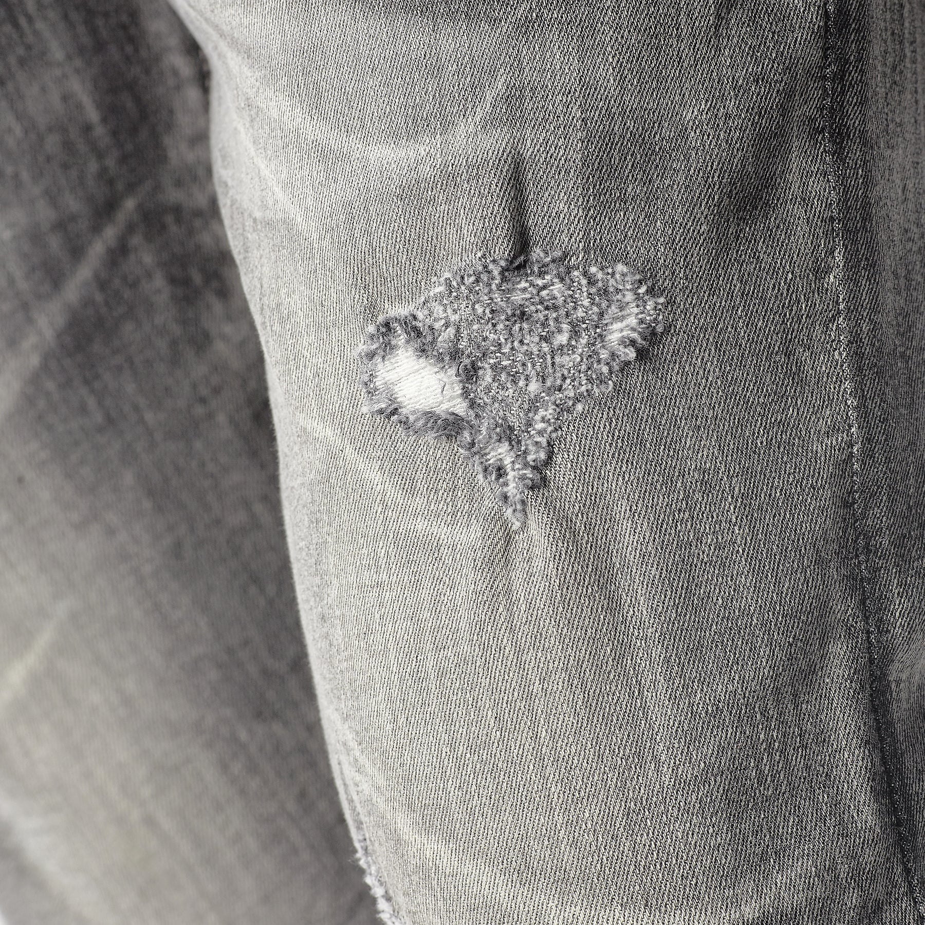 GREY STONE WASHED JEANS W/ RIP & FULL BACKING