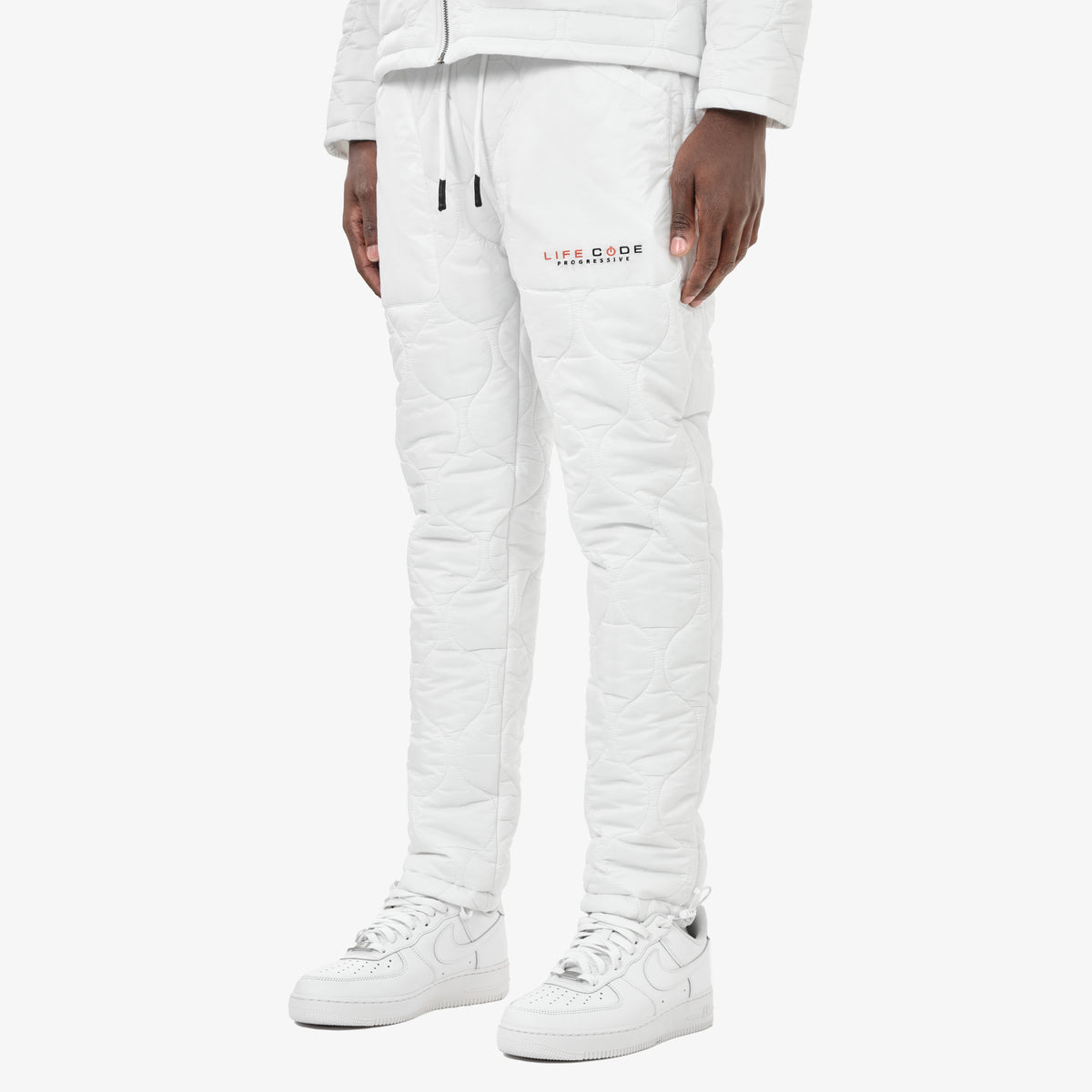 LIFE CODE WHITE QUILTED PANTS