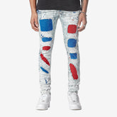 LIGHT SAND BLUE W/ RED & BLUE STONE EMBELLISH JEANS - Copper Rivet