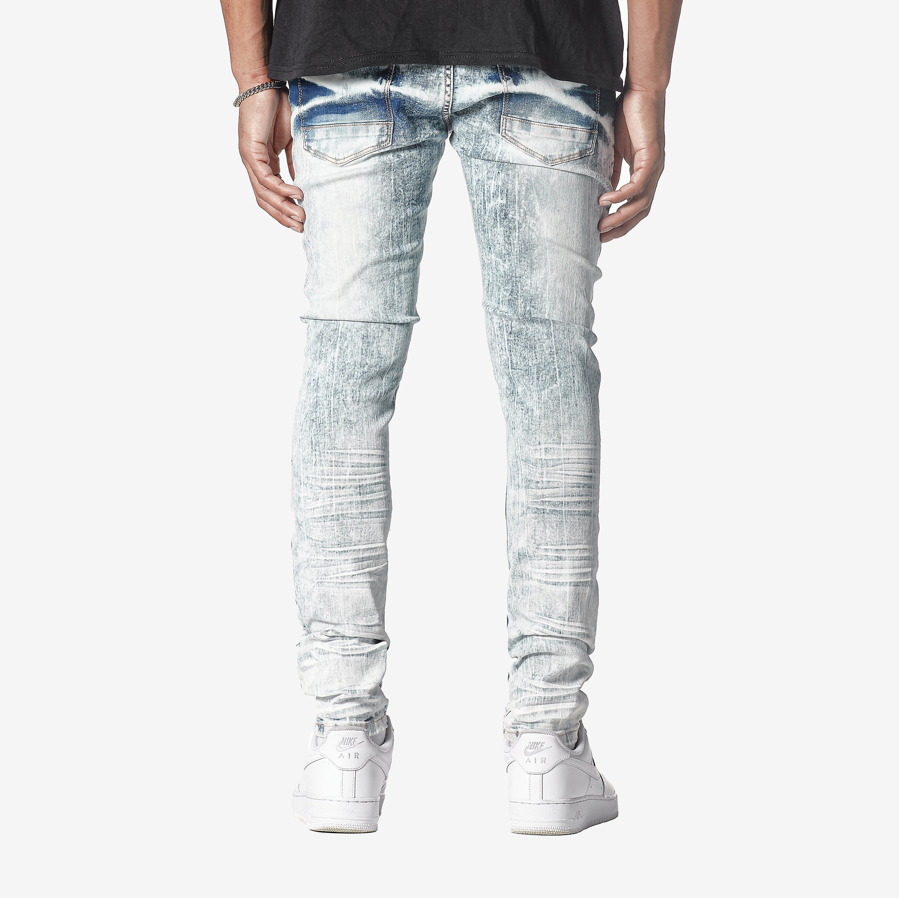 LIGHT SAND BLUE W/ RED & BLUE STONE EMBELLISH JEANS - Copper Rivet