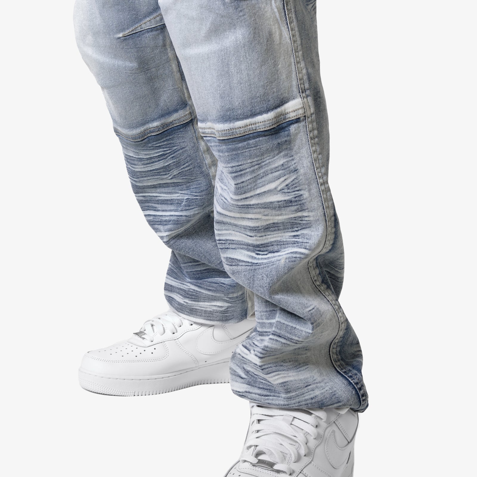 LIGHT SAND BLUE UTILITY CARGO JEANS