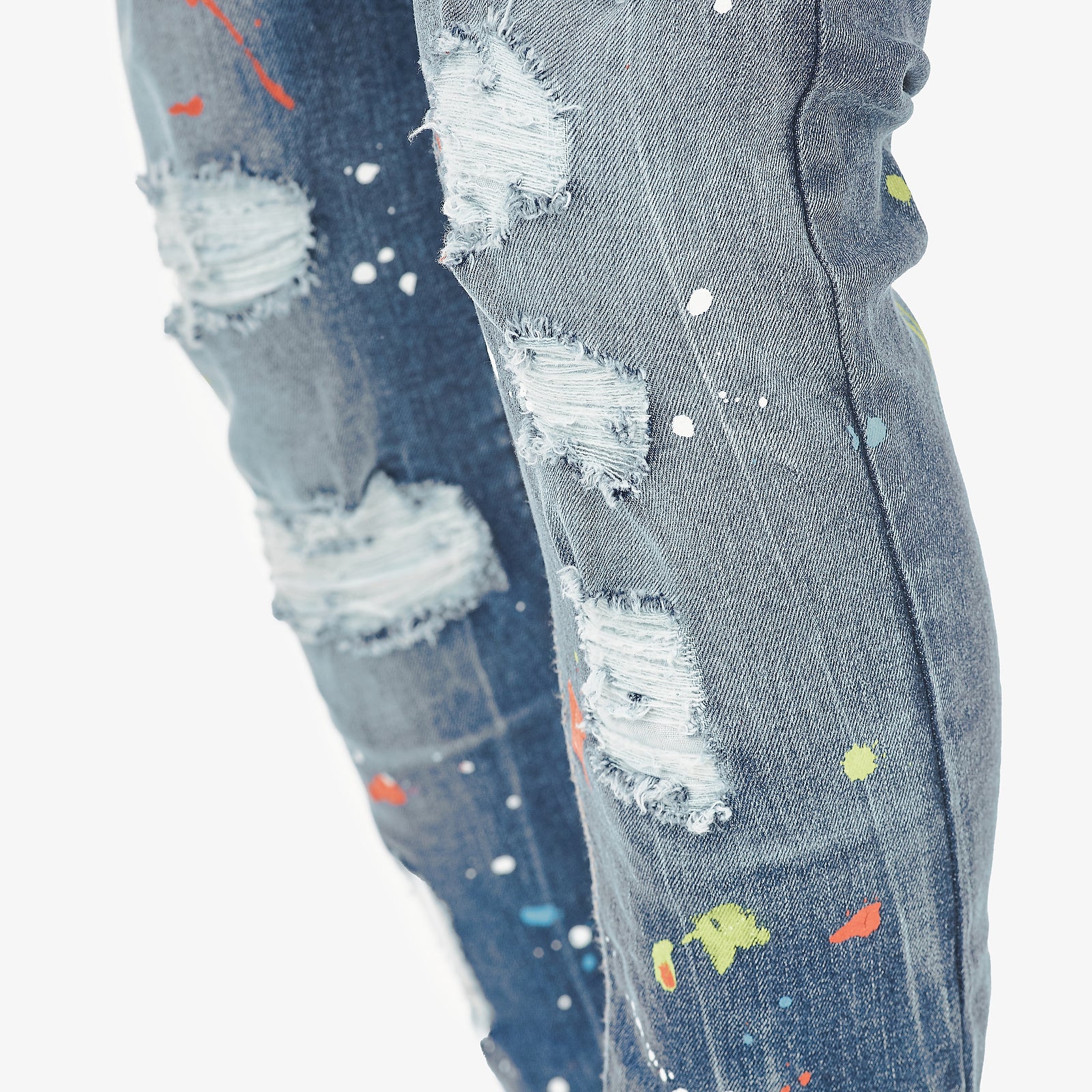 DARK BLUE JEANS W/ MULTI COLOR PAINT DETAIL
