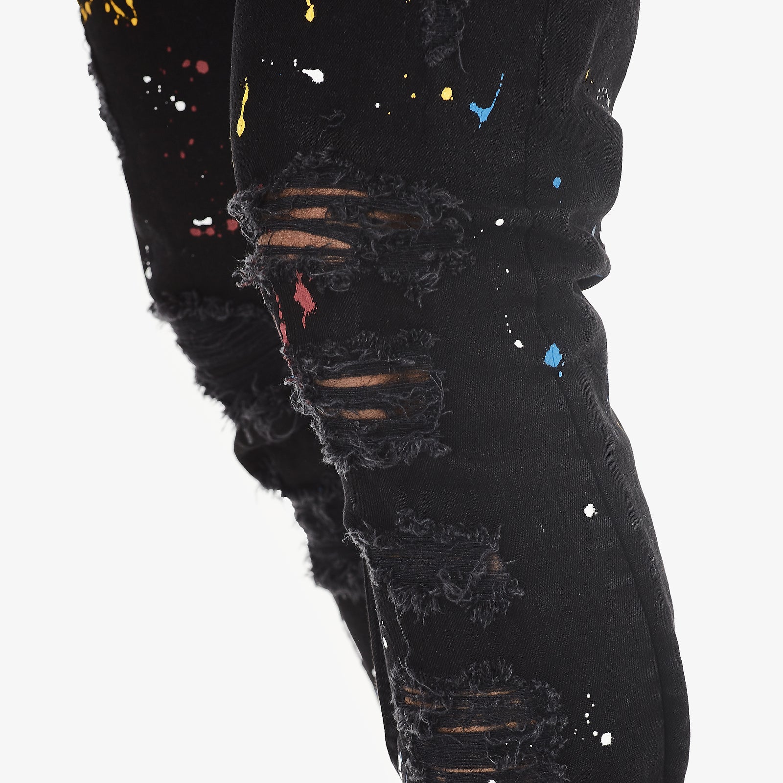 JET BLACK JEANS W/ MULTI COLOR PAINT DETAIL