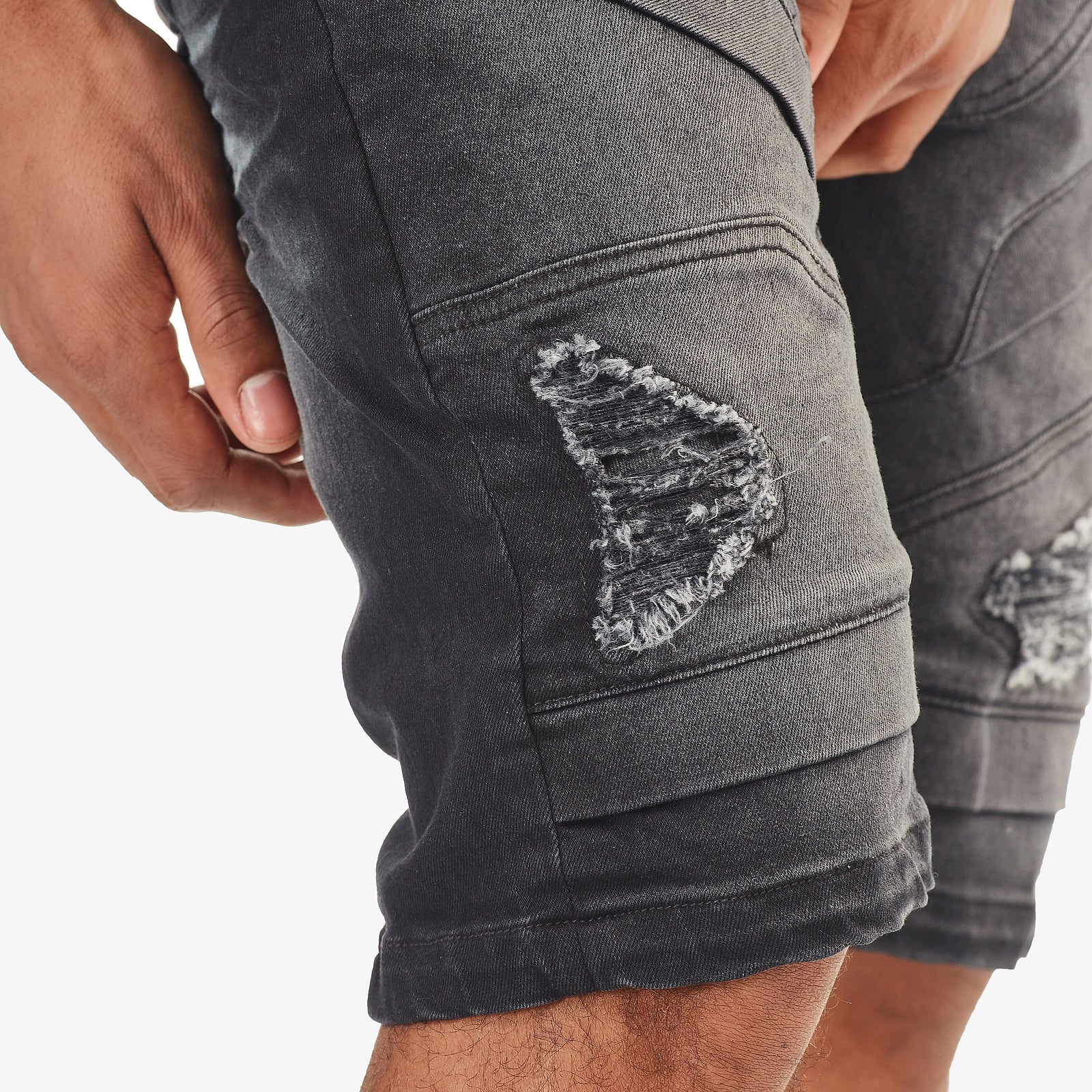 BLACK SAND MOTO DENIM SHORTS