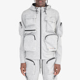 GREY TECH FLEECE MULTI POCKET FULL ZIP HOODIE