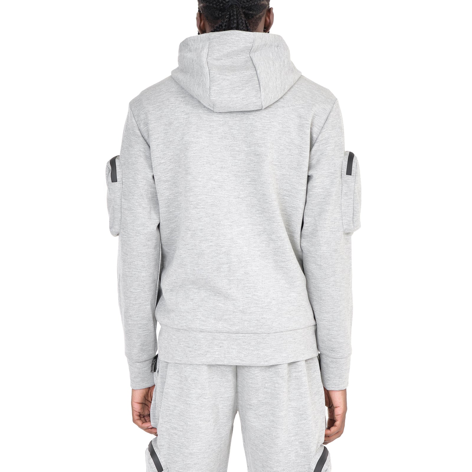 GREY TECH FLEECE MULTI POCKET FULL ZIP HOODIE