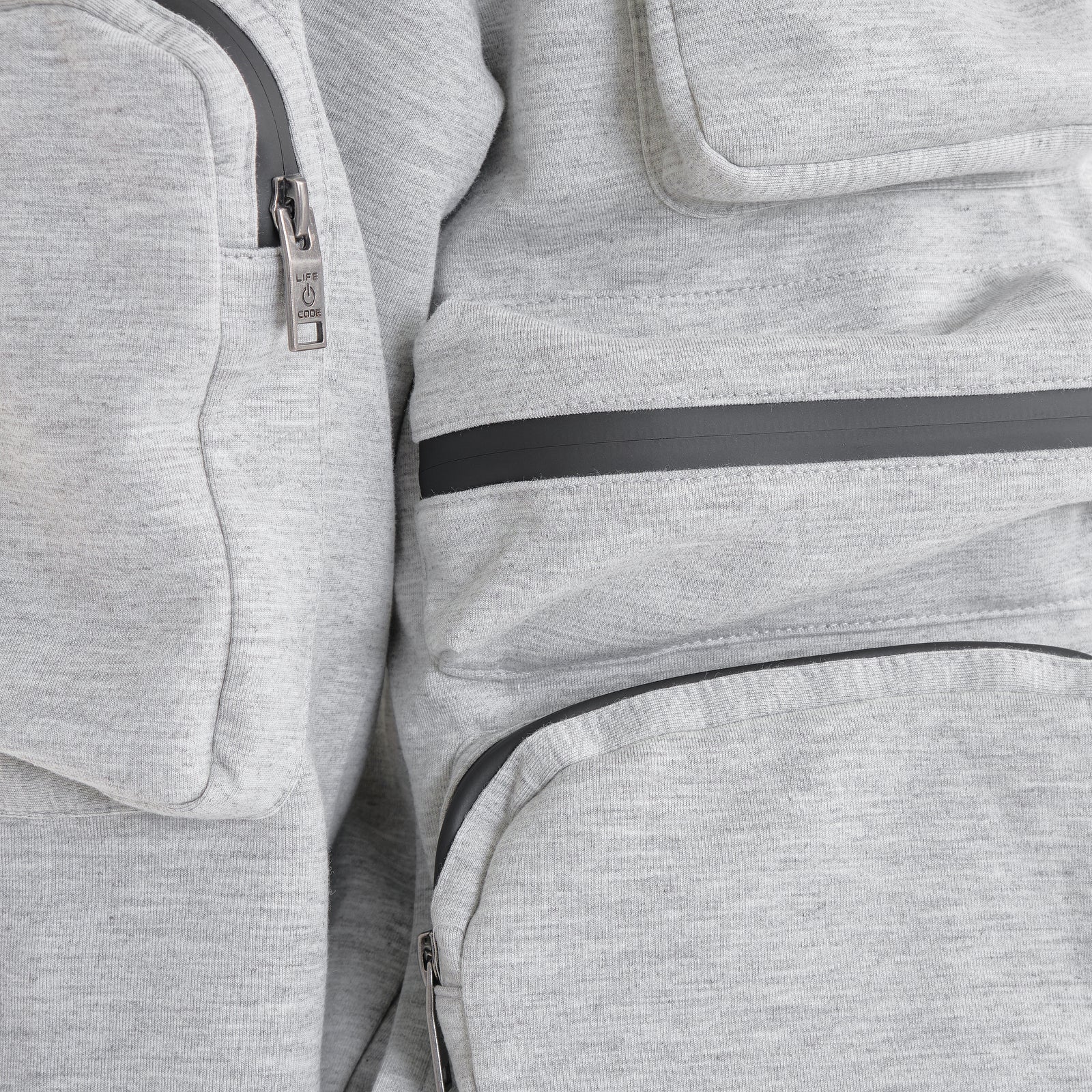 GREY TECH FLEECE MULTI POCKET FULL ZIP HOODIE
