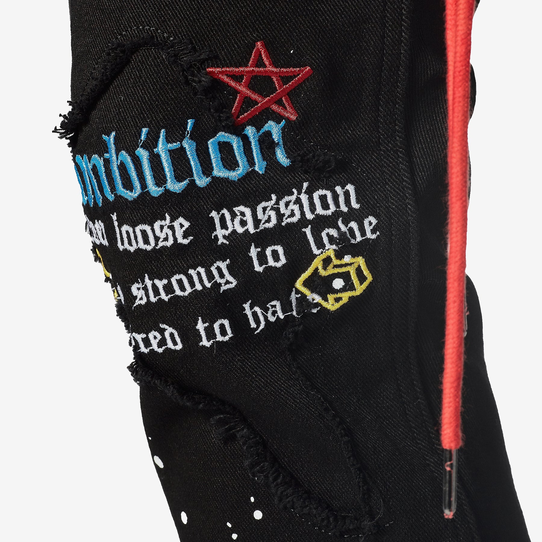 BLACK JEANS W/ WAIST STRING & PRINTS - Copper Rivet