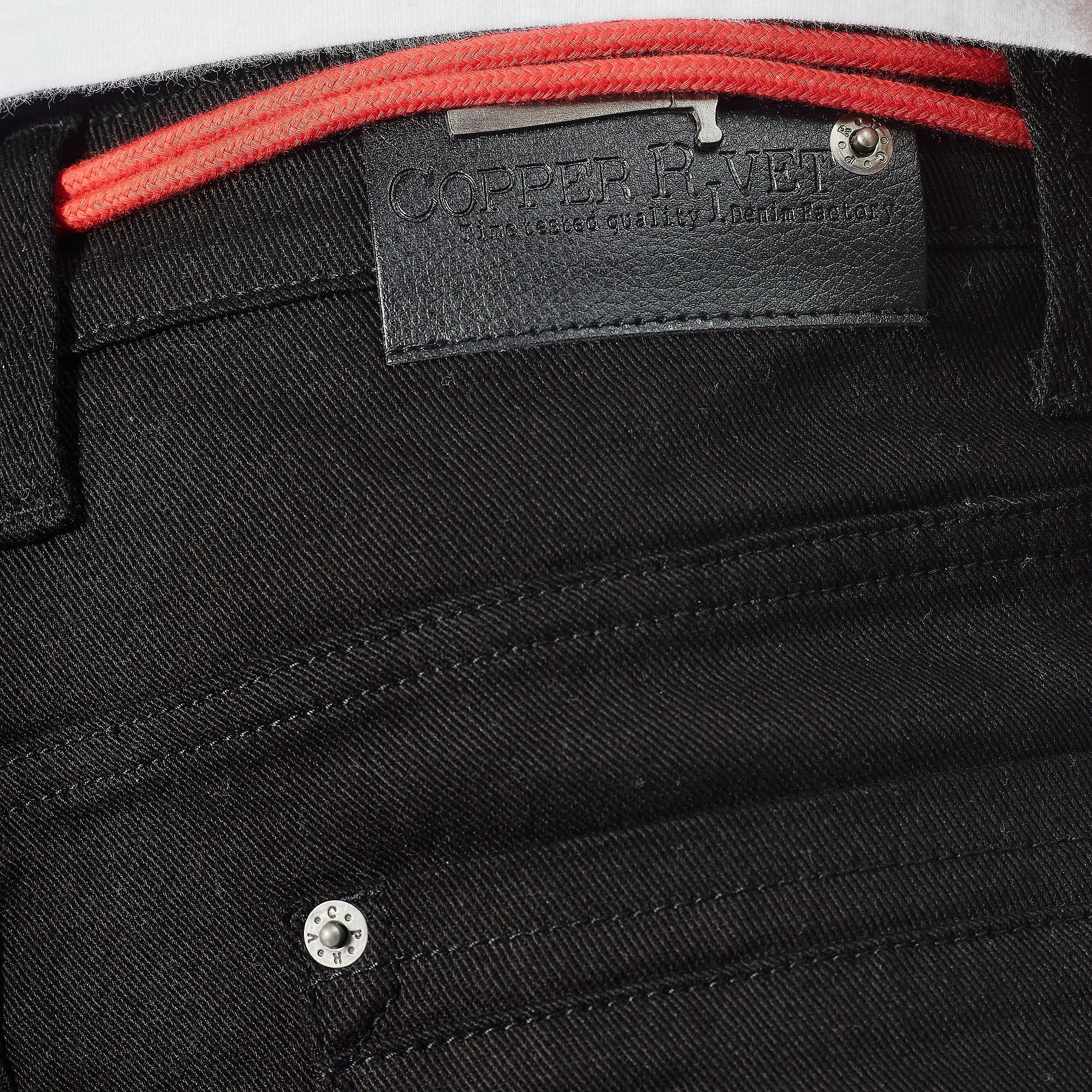 BLACK JEANS W/ WAIST STRING & PRINTS - Copper Rivet