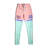 PINK / MINT POLY JERSEY TRACK PANTS - Copper Rivet