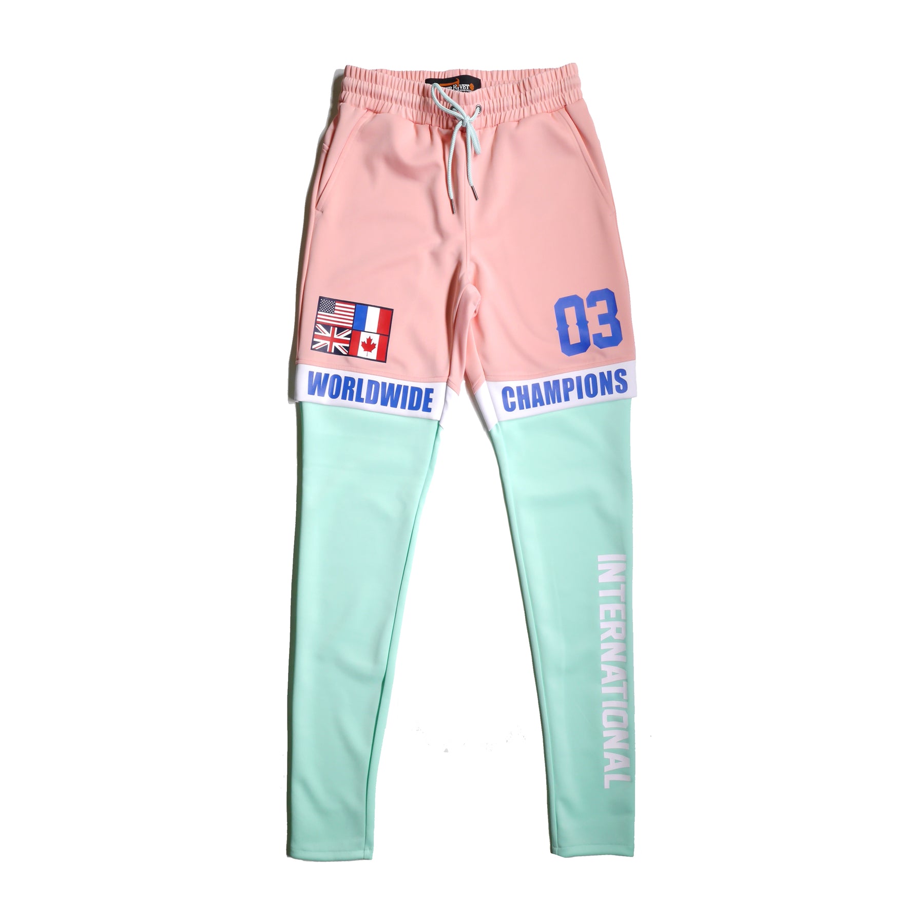 PINK / MINT POLY JERSEY TRACK PANTS - Copper Rivet
