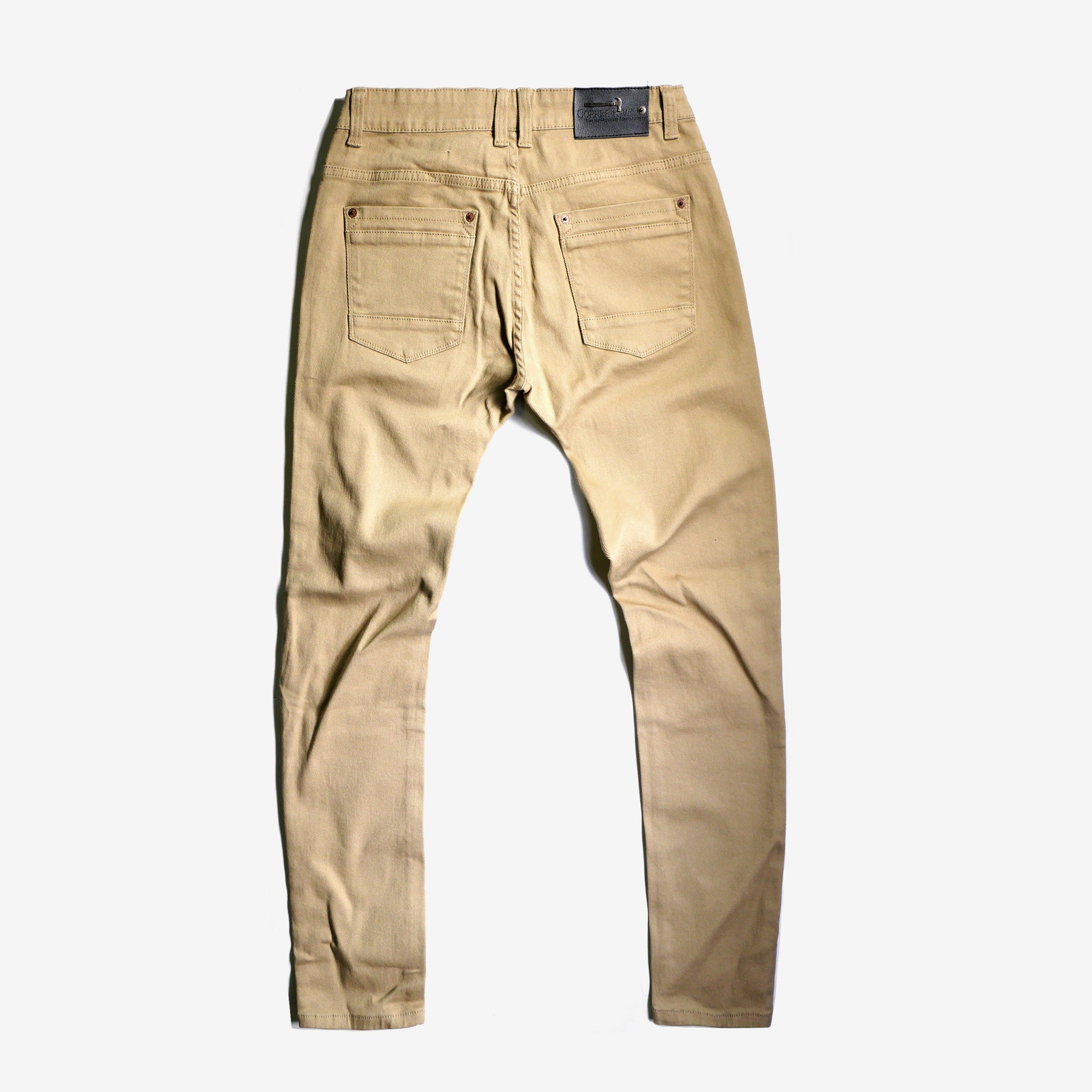 KHAKI PANTS WITH RIPS - Copper Rivet