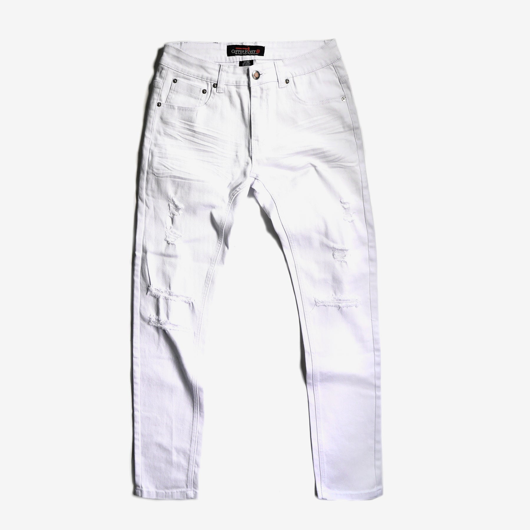 WHITE PANTS WITH RIPS - Copper Rivet