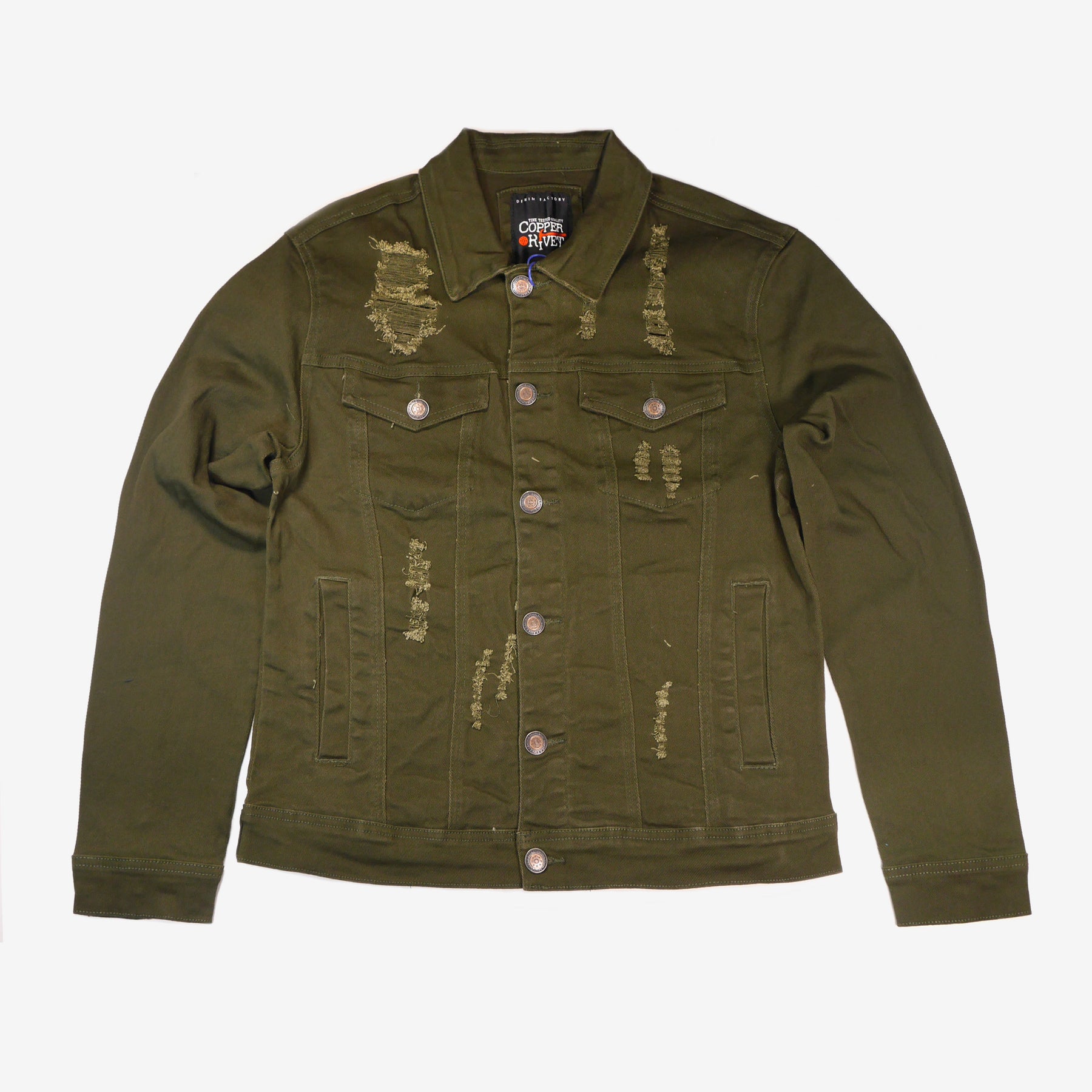 OLIVE DENIM JACKET - Copper Rivet