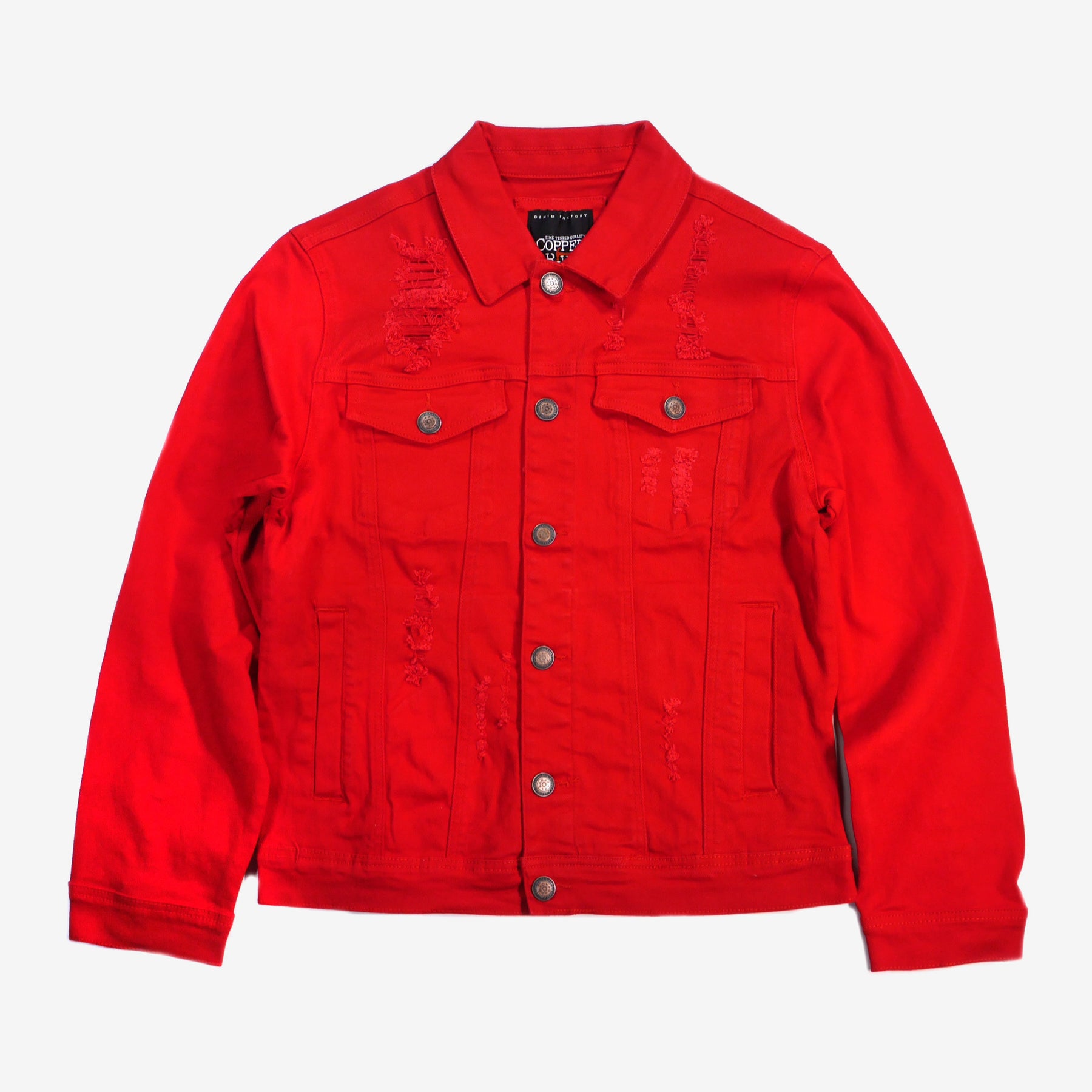 RED DENIM JACKET - Copper Rivet