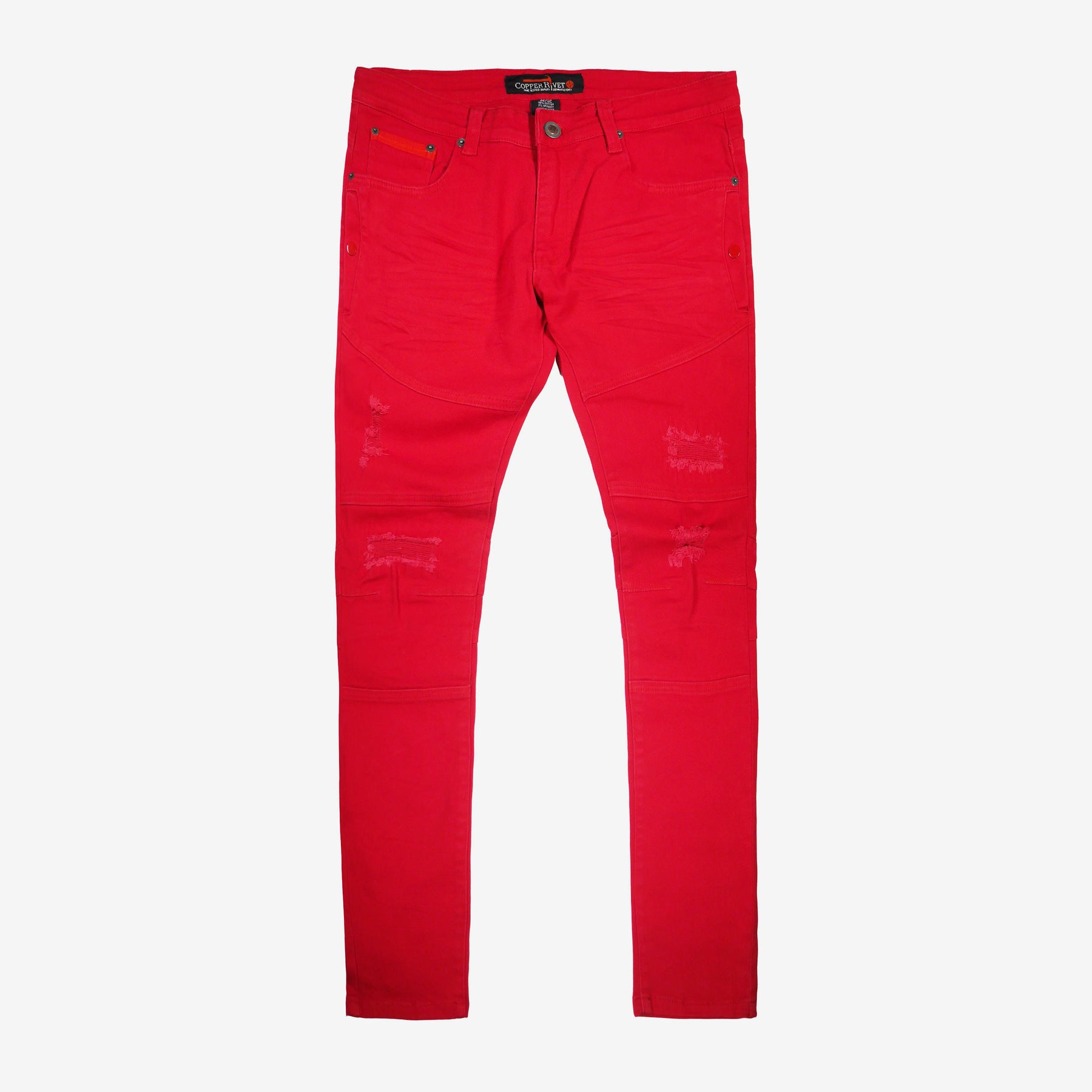 RED PANTS WITH SIDE POCKETS - Copper Rivet