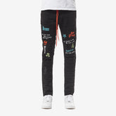JET BLACK JEANS W/ COLOR EMBROIDERY & WAIST STRING - Copper Rivet