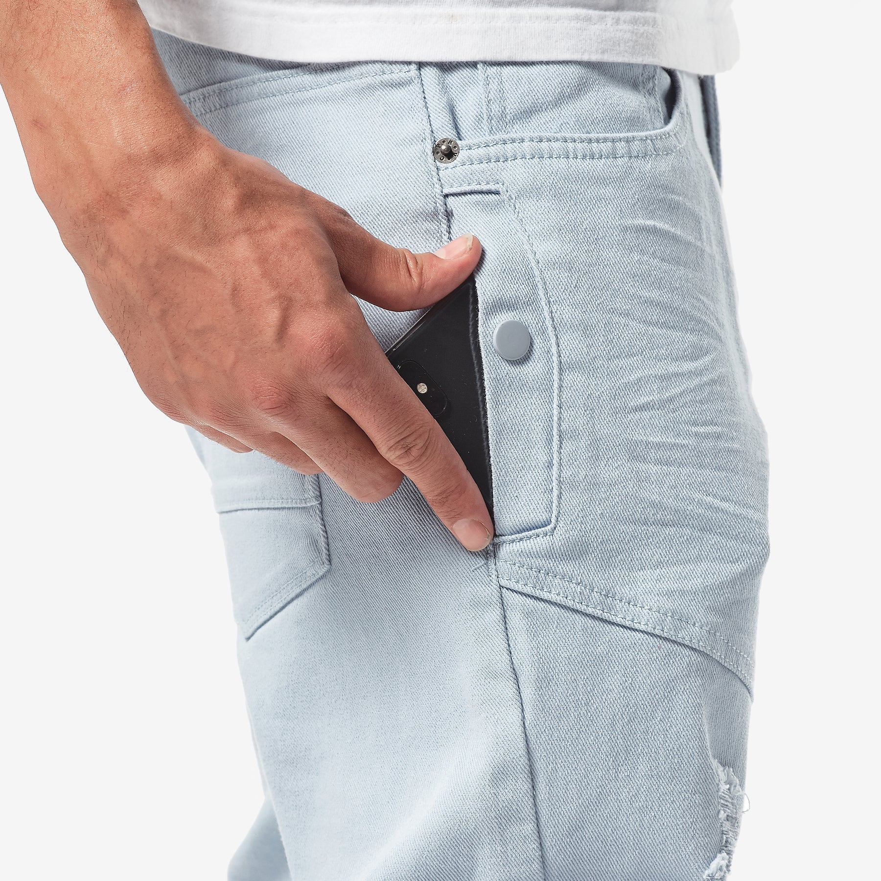 LIGHT BLUE PANTS WITH SIDE POCKETS - Copper Rivet