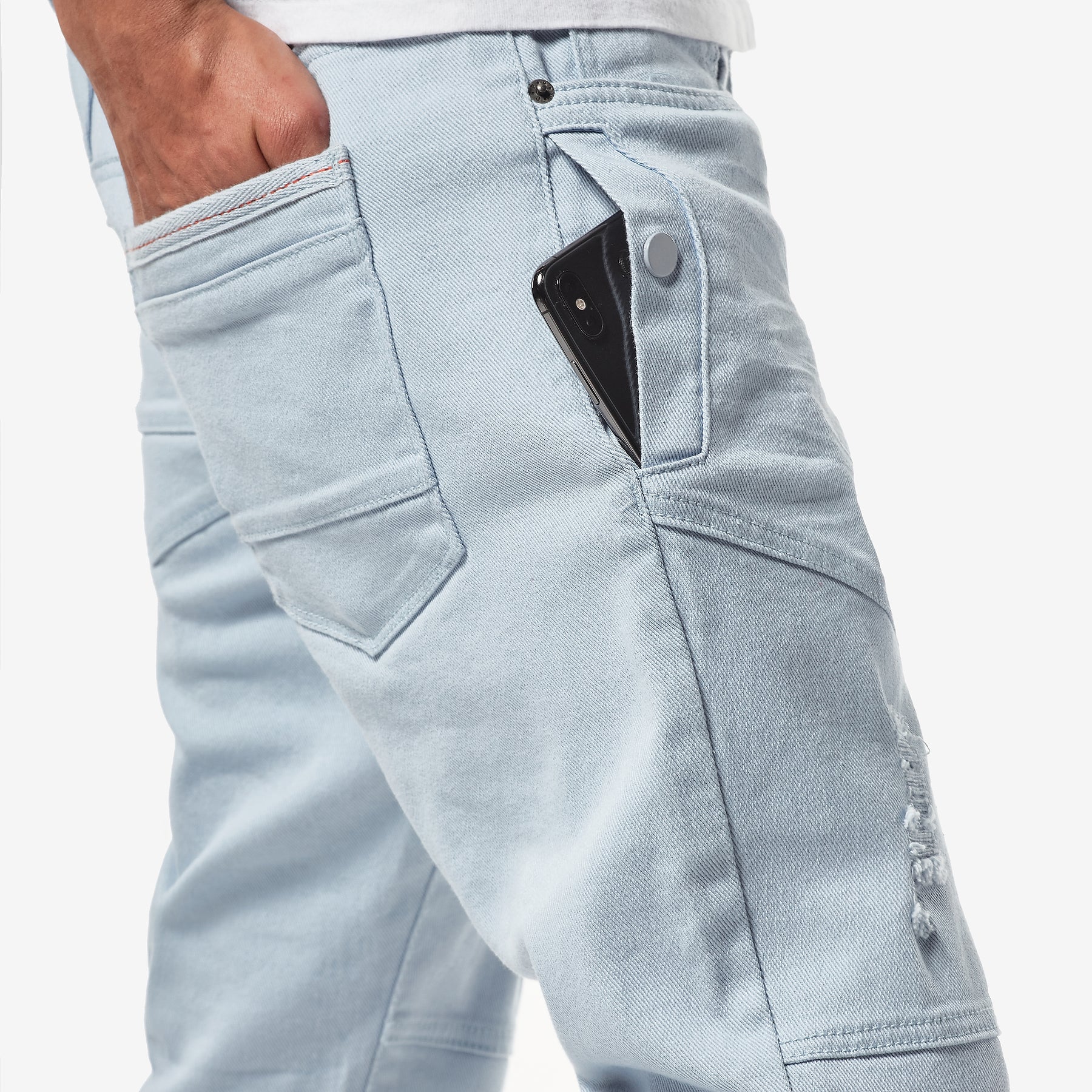 LIGHT BLUE PANTS WITH SIDE POCKETS - Copper Rivet