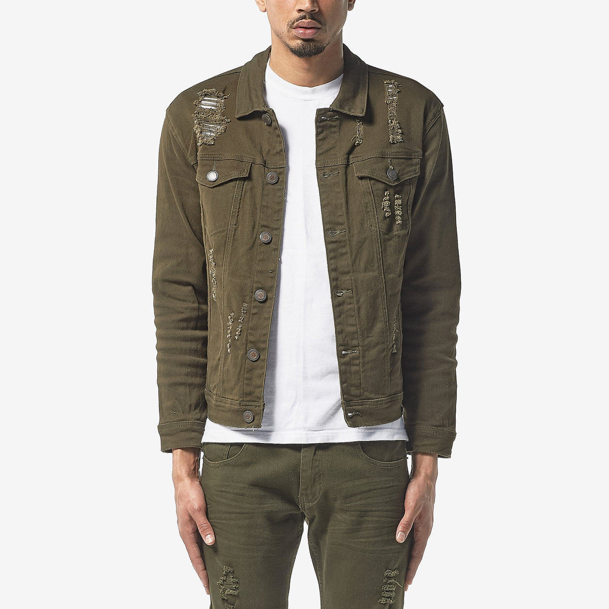 OLIVE DENIM JACKET - Copper Rivet