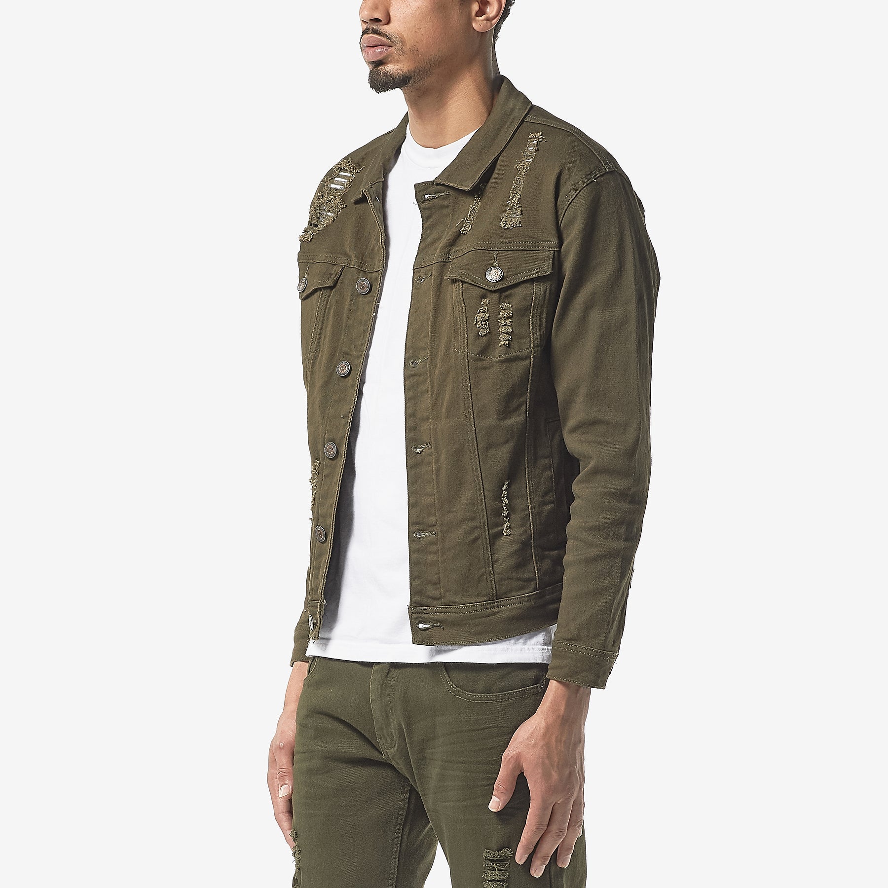 OLIVE DENIM JACKET - Copper Rivet