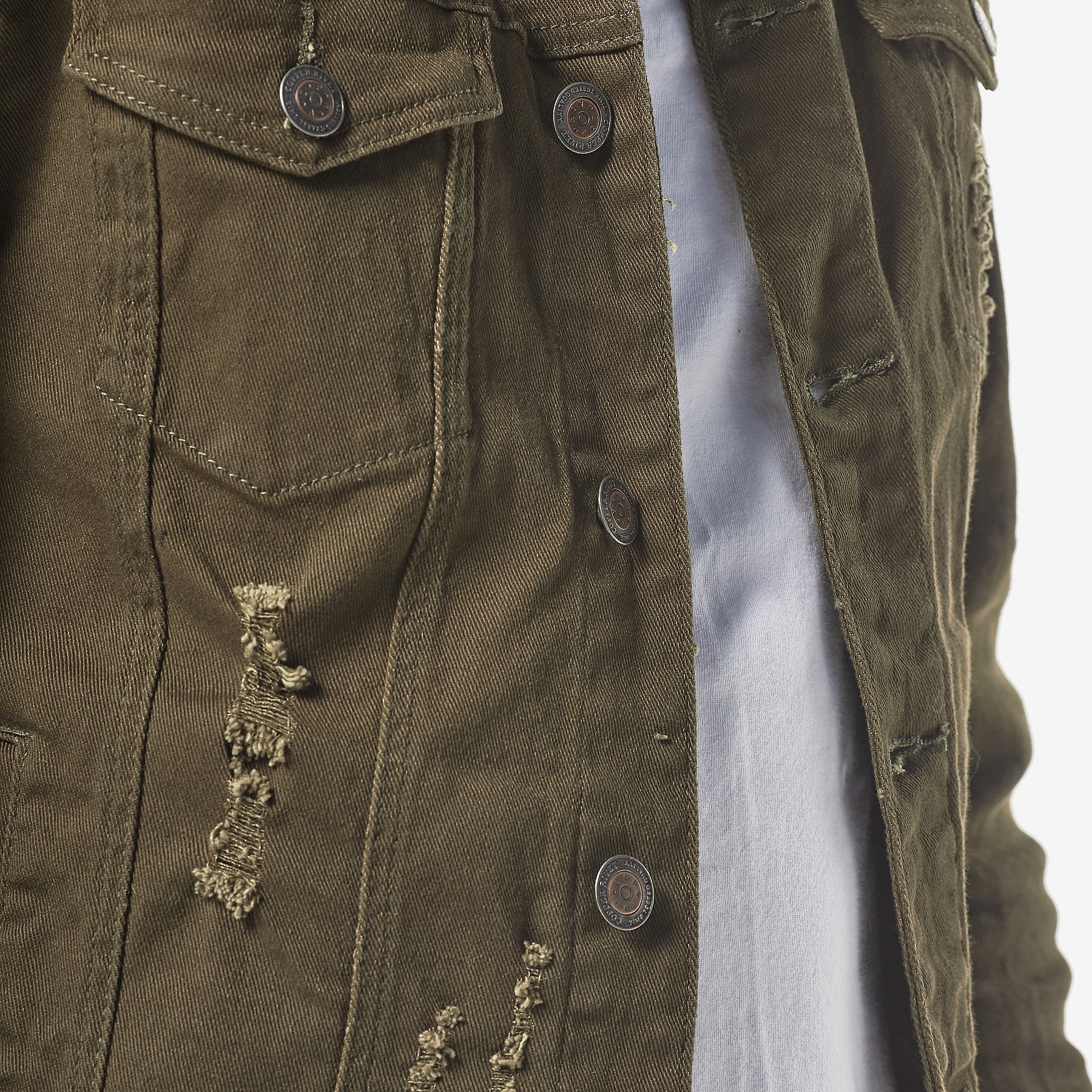 OLIVE DENIM JACKET - Copper Rivet